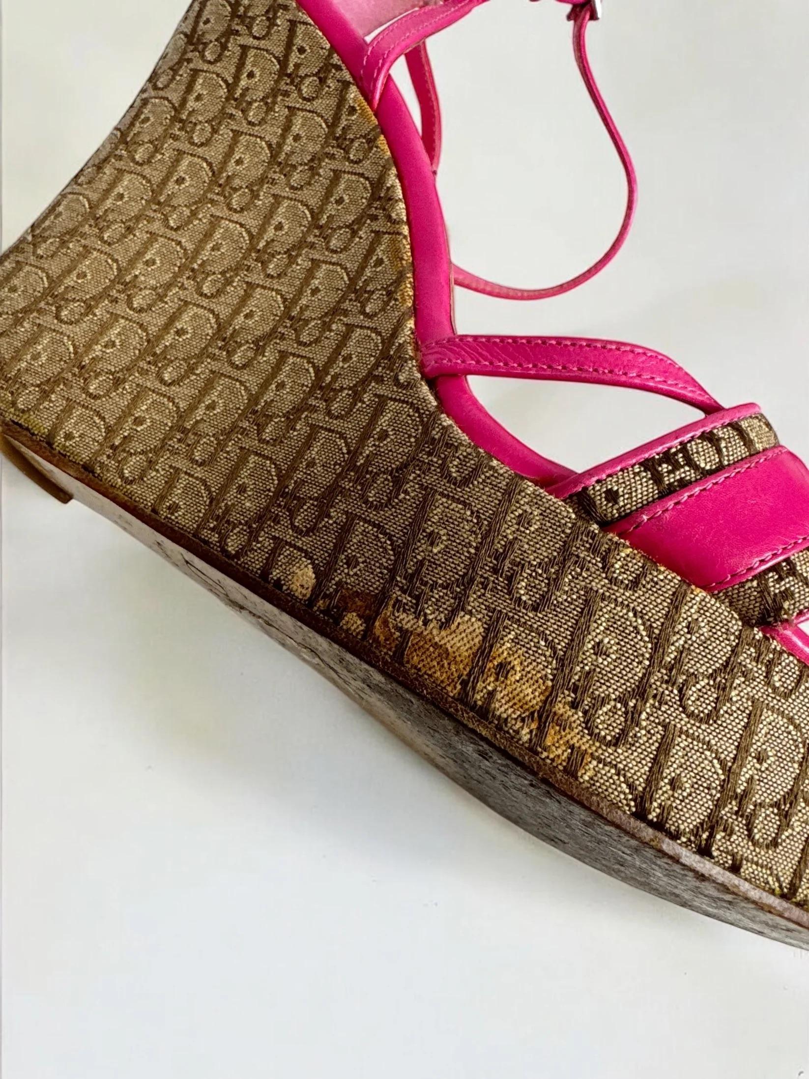 Women's Christian Dior by John Galliano Diorissimo Wedge Sandals, c. 2000s For Sale