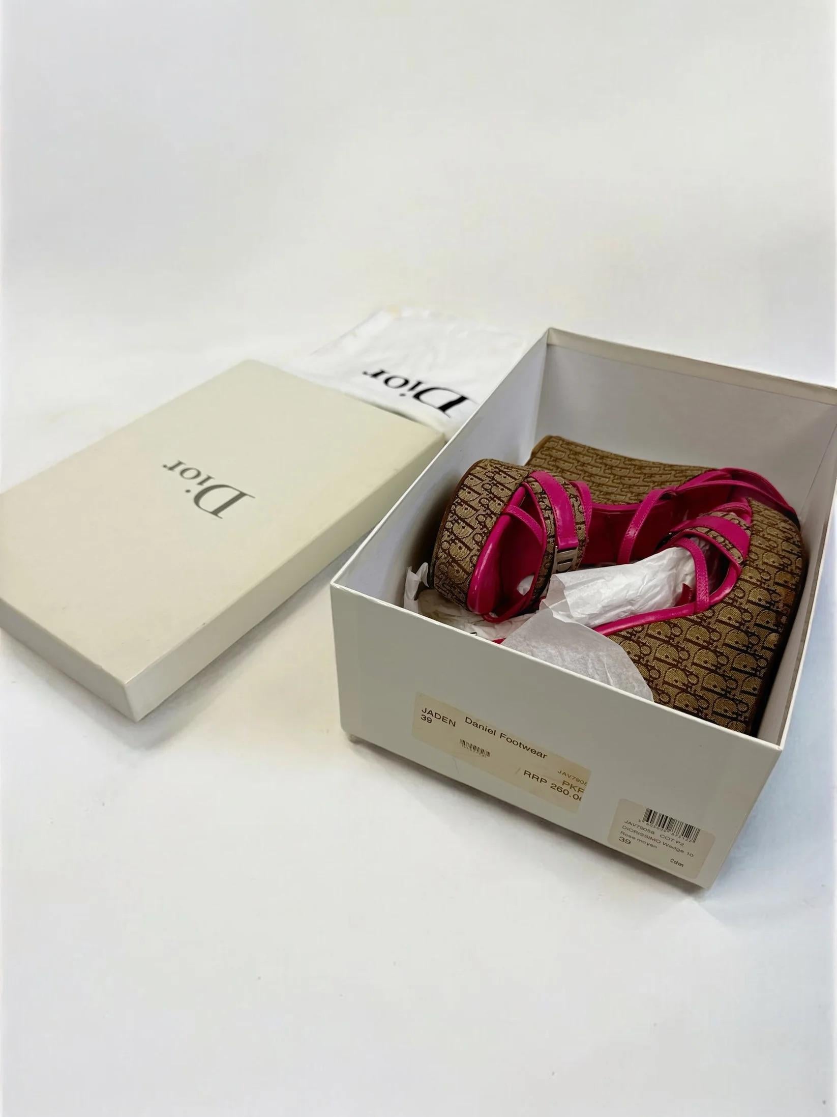 Christian Dior by John Galliano Diorissimo Wedge Sandals, c. 2000s For Sale 1