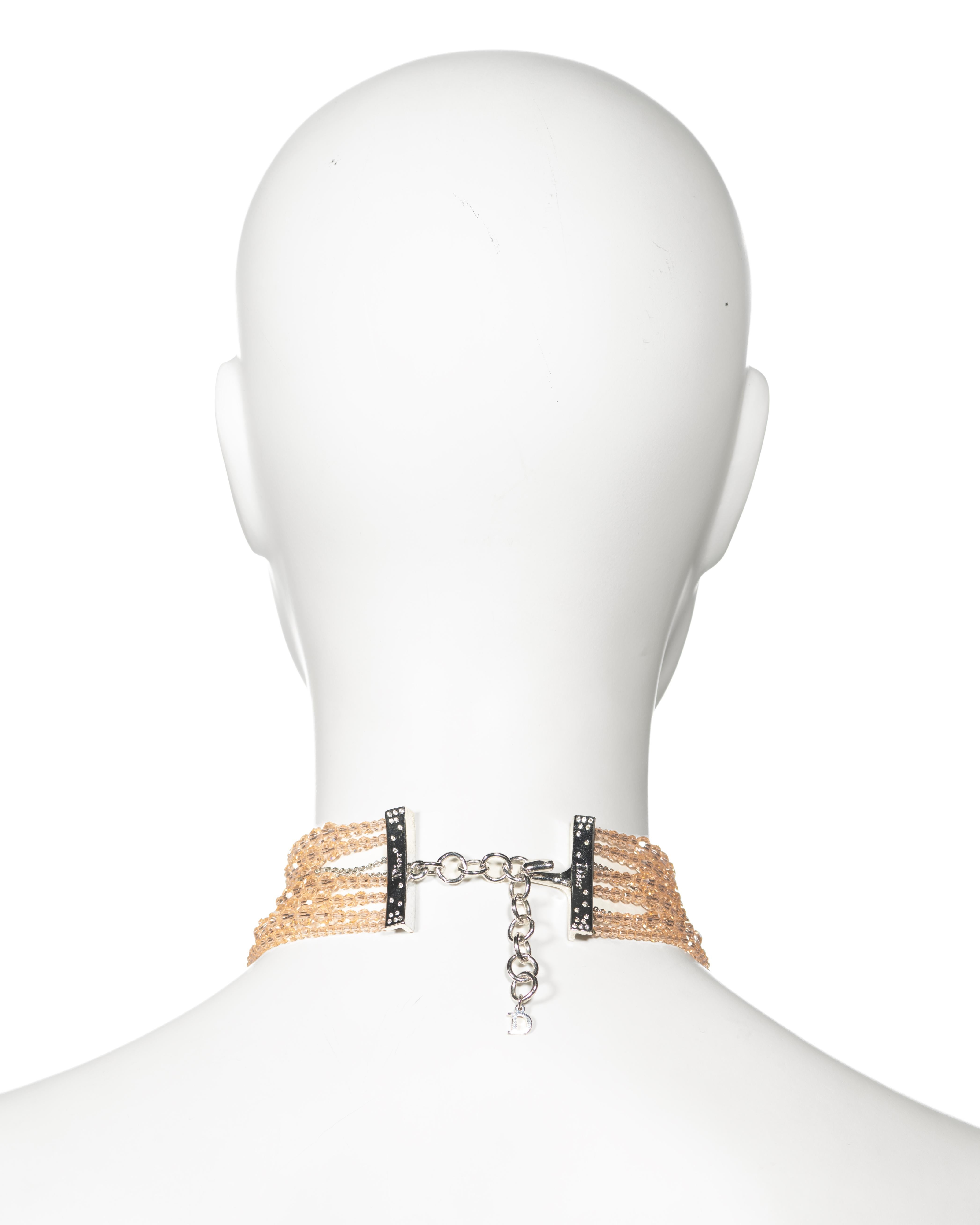 Christian Dior by John Galliano Distressed Peach Bead Choker Necklace, c. 2004 7