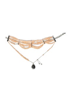 Christian Dior by John Galliano Distressed Peach Bead Choker Necklace, c. 2004