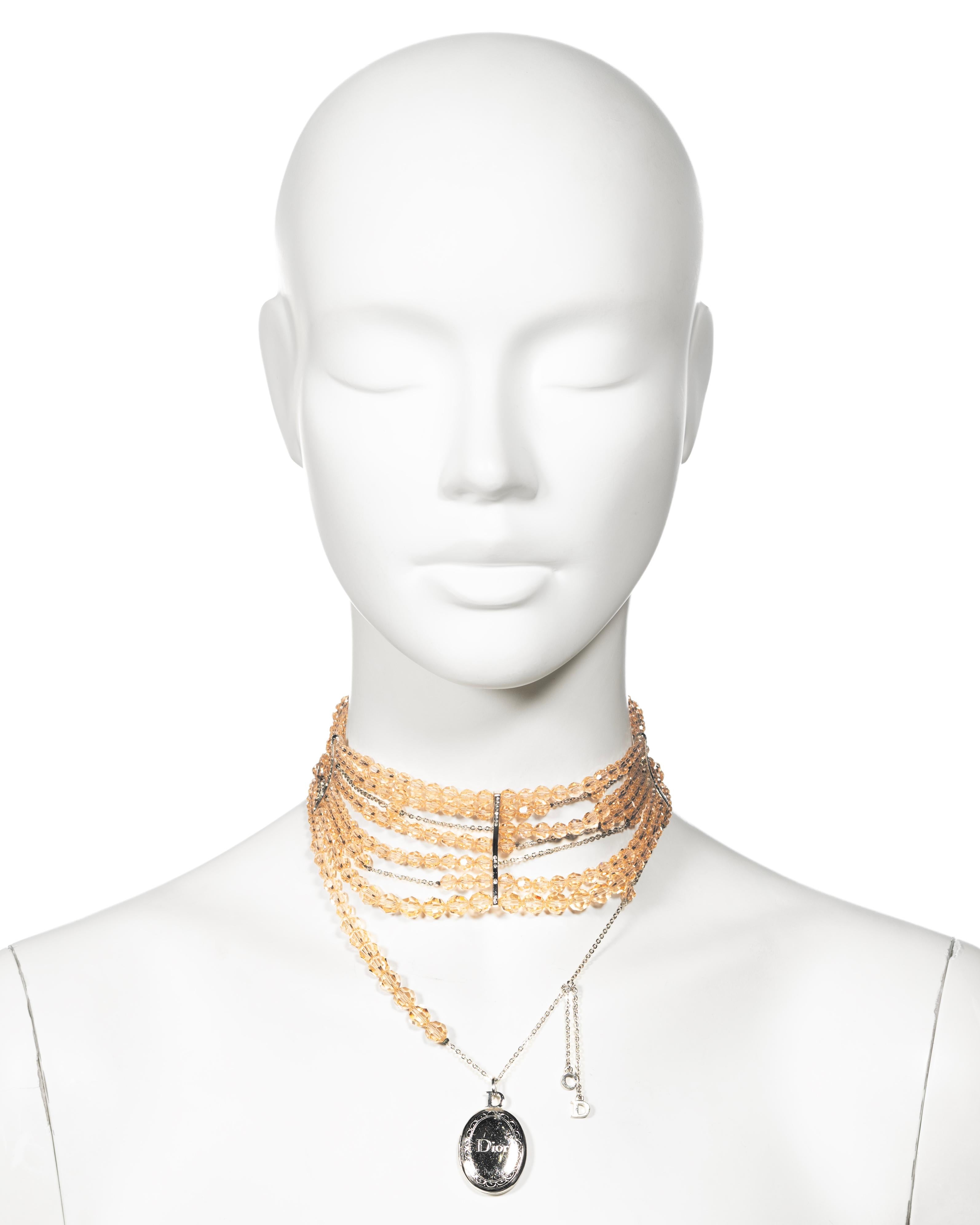 Women's Christian Dior by John Galliano Distressed Peach Bead Choker Necklace, c. 2004 For Sale