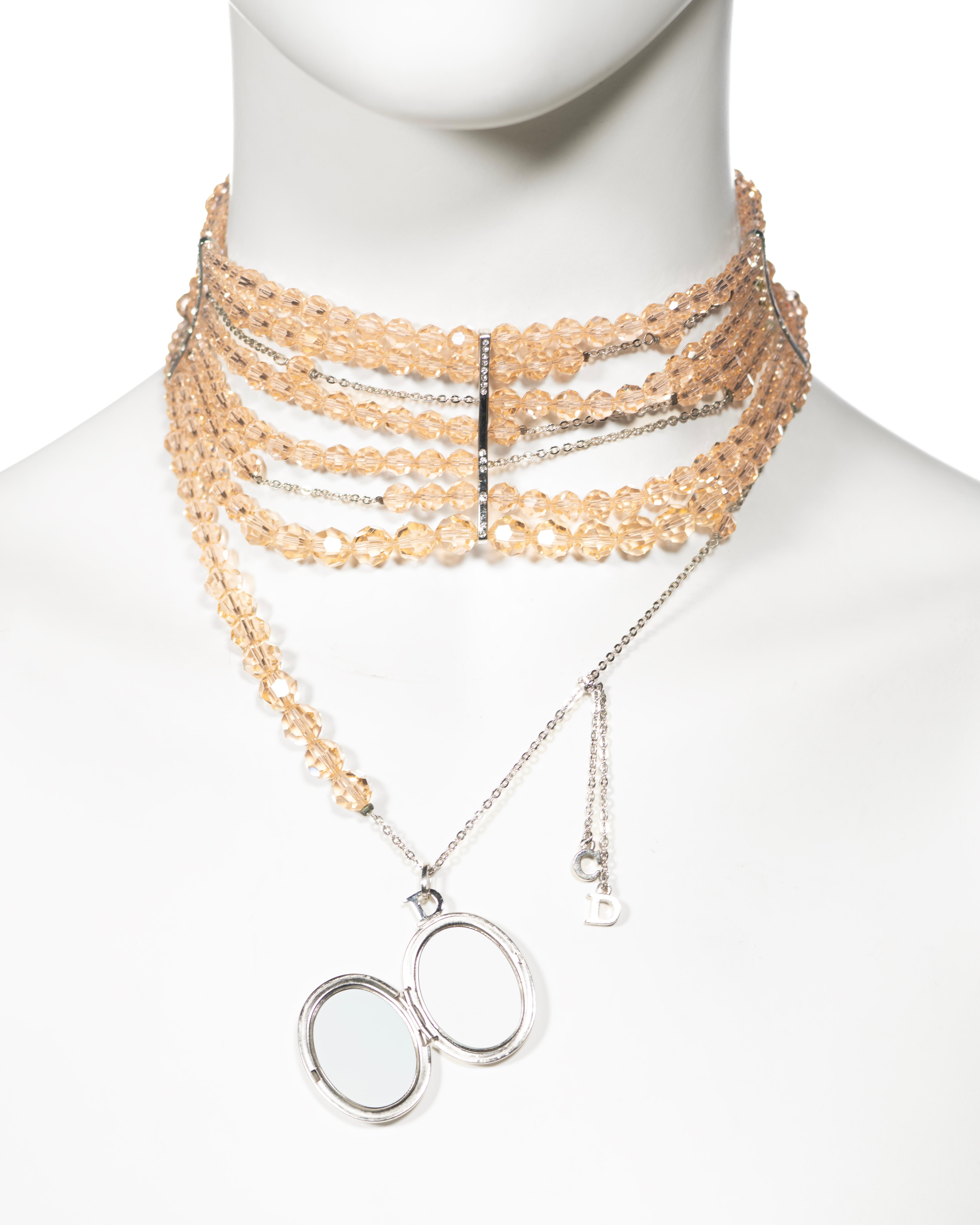 Christian Dior by John Galliano Distressed Peach Bead Choker Necklace, c. 2004 2