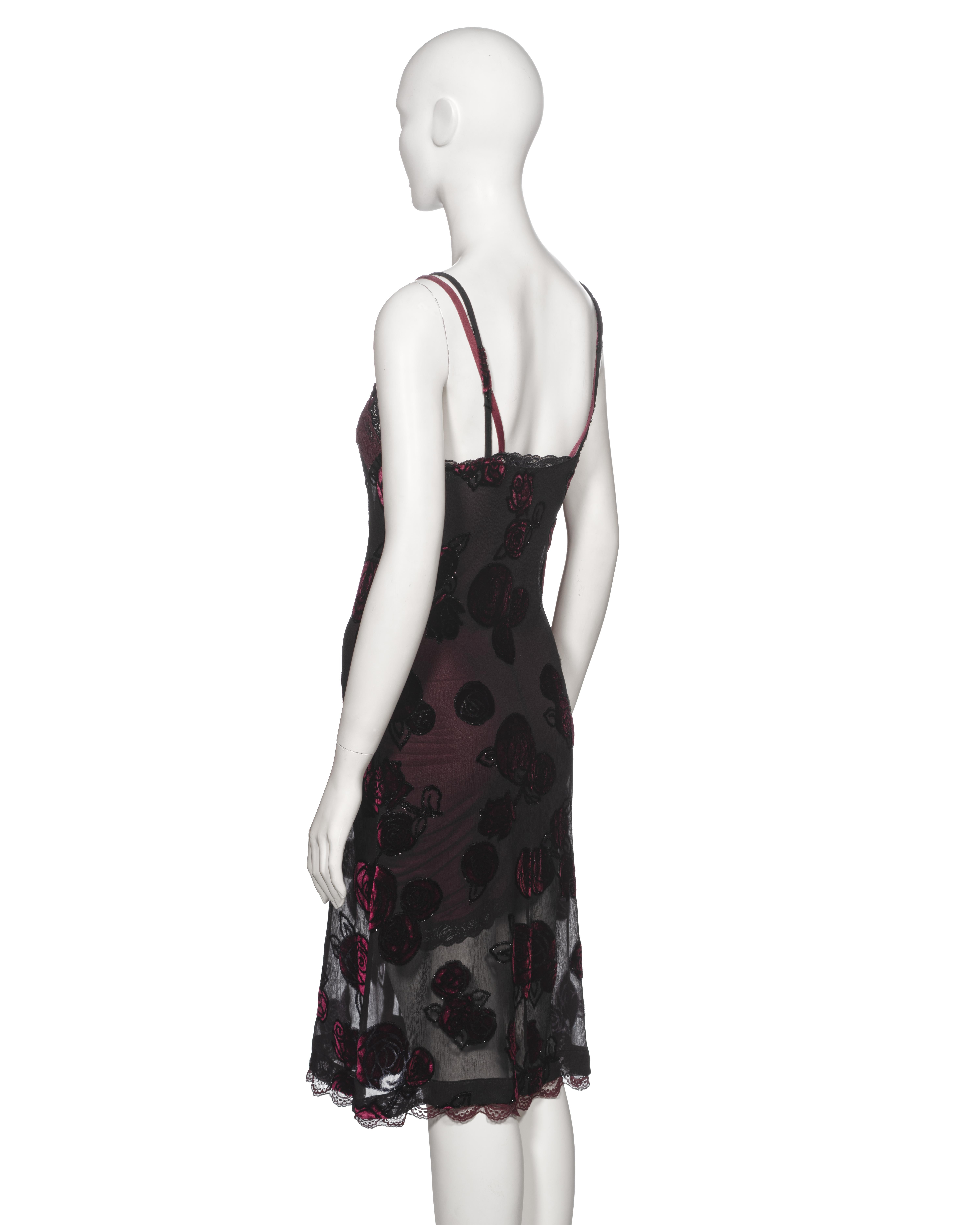 Christian Dior by John Galliano Double Layered Bordeaux Slip Dress, FW 2005 For Sale 6