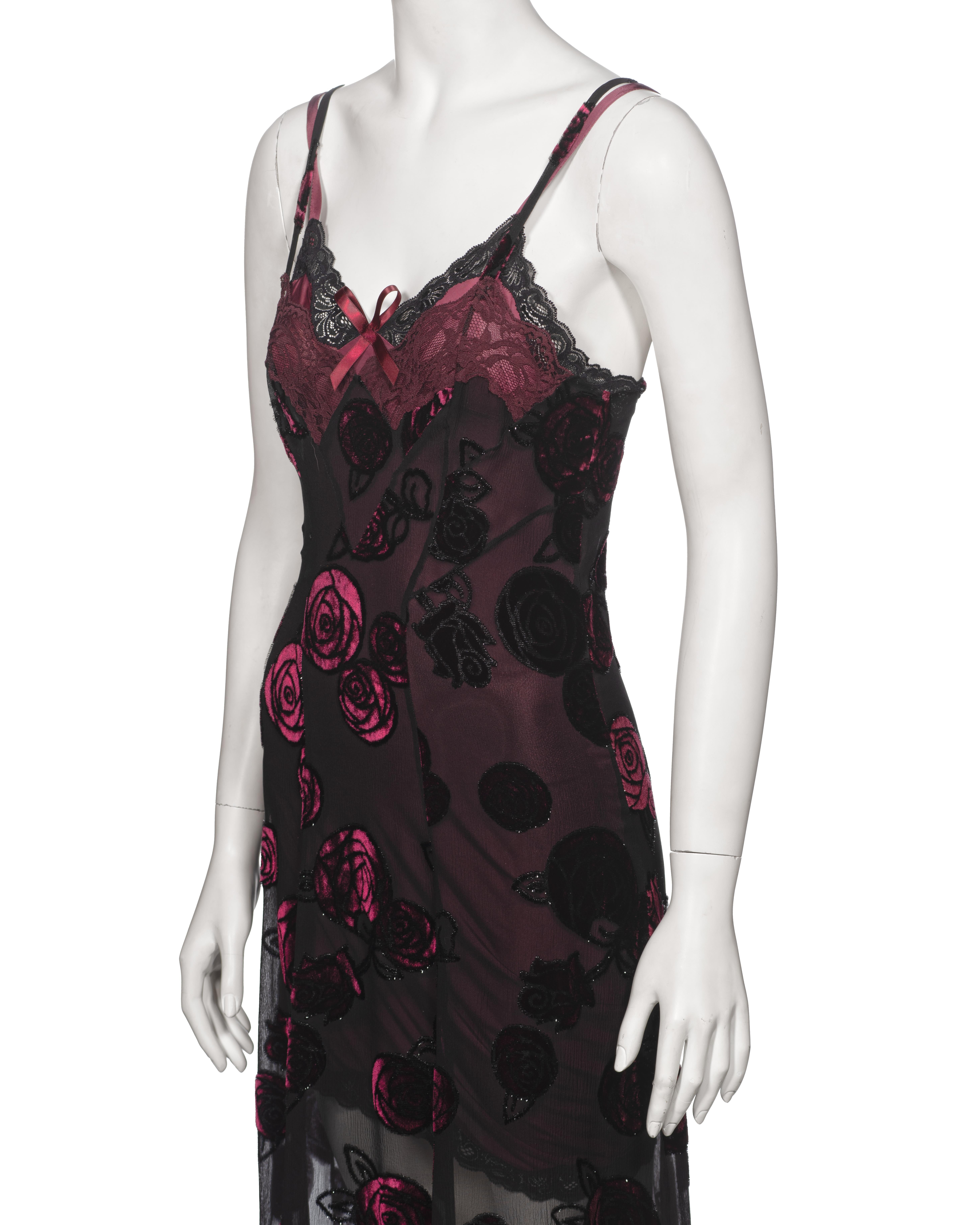 Christian Dior by John Galliano Double Layered Bordeaux Slip Dress, FW 2005 For Sale 8