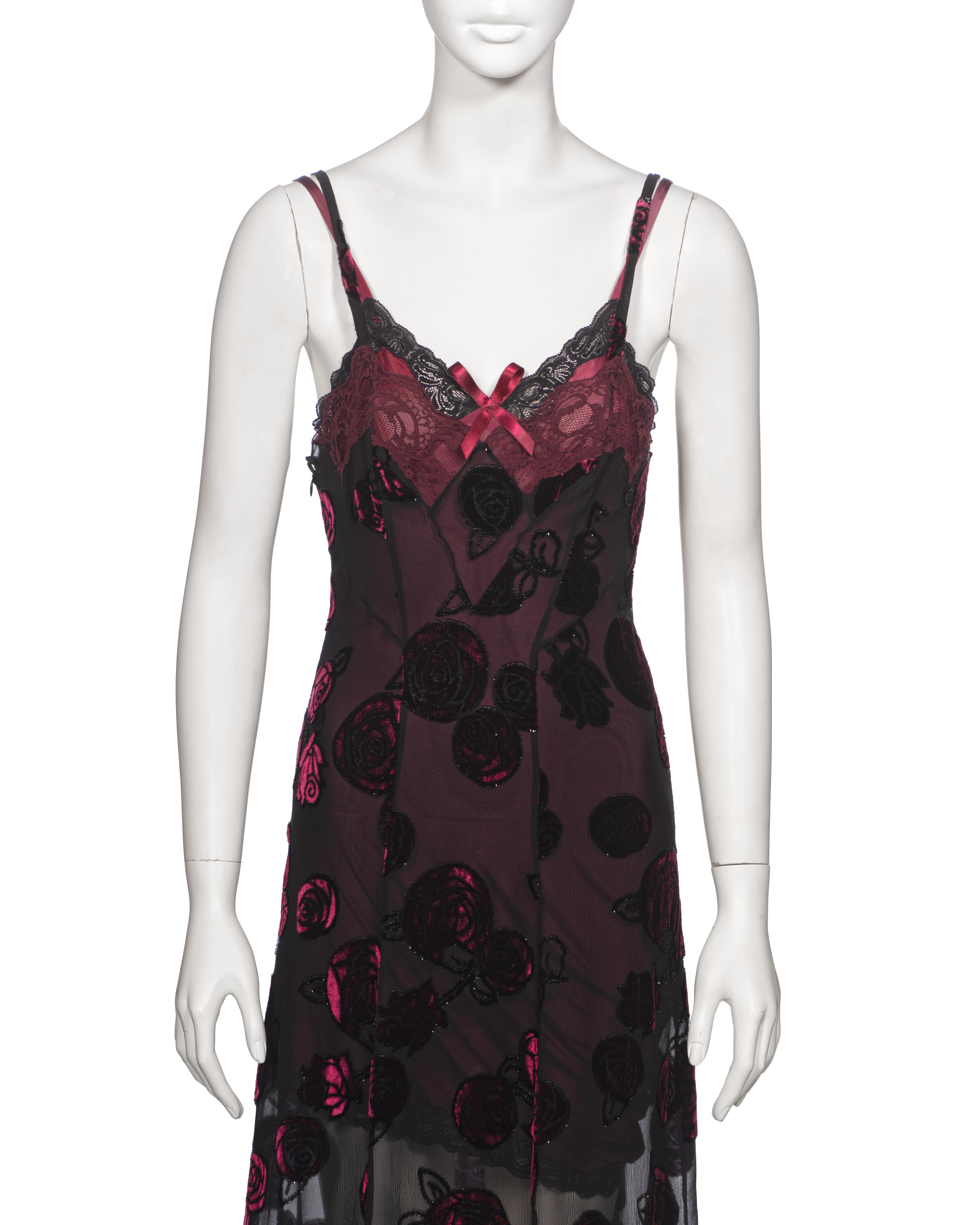 Christian Dior by John Galliano Double Layered Bordeaux Slip Dress, FW 2005 In Excellent Condition For Sale In London, GB