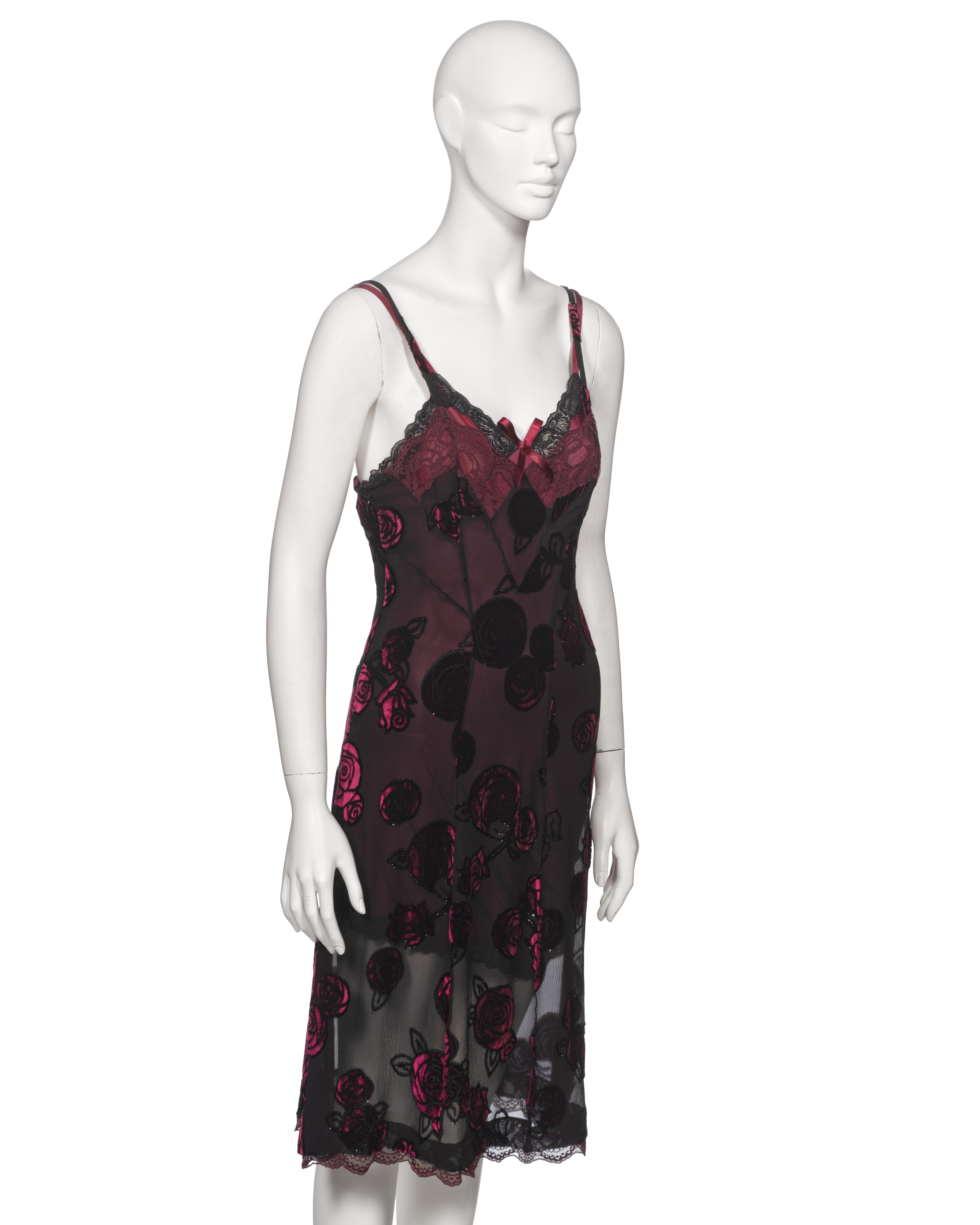 Christian Dior by John Galliano Double Layered Bordeaux Slip Dress, FW 2005 For Sale 3