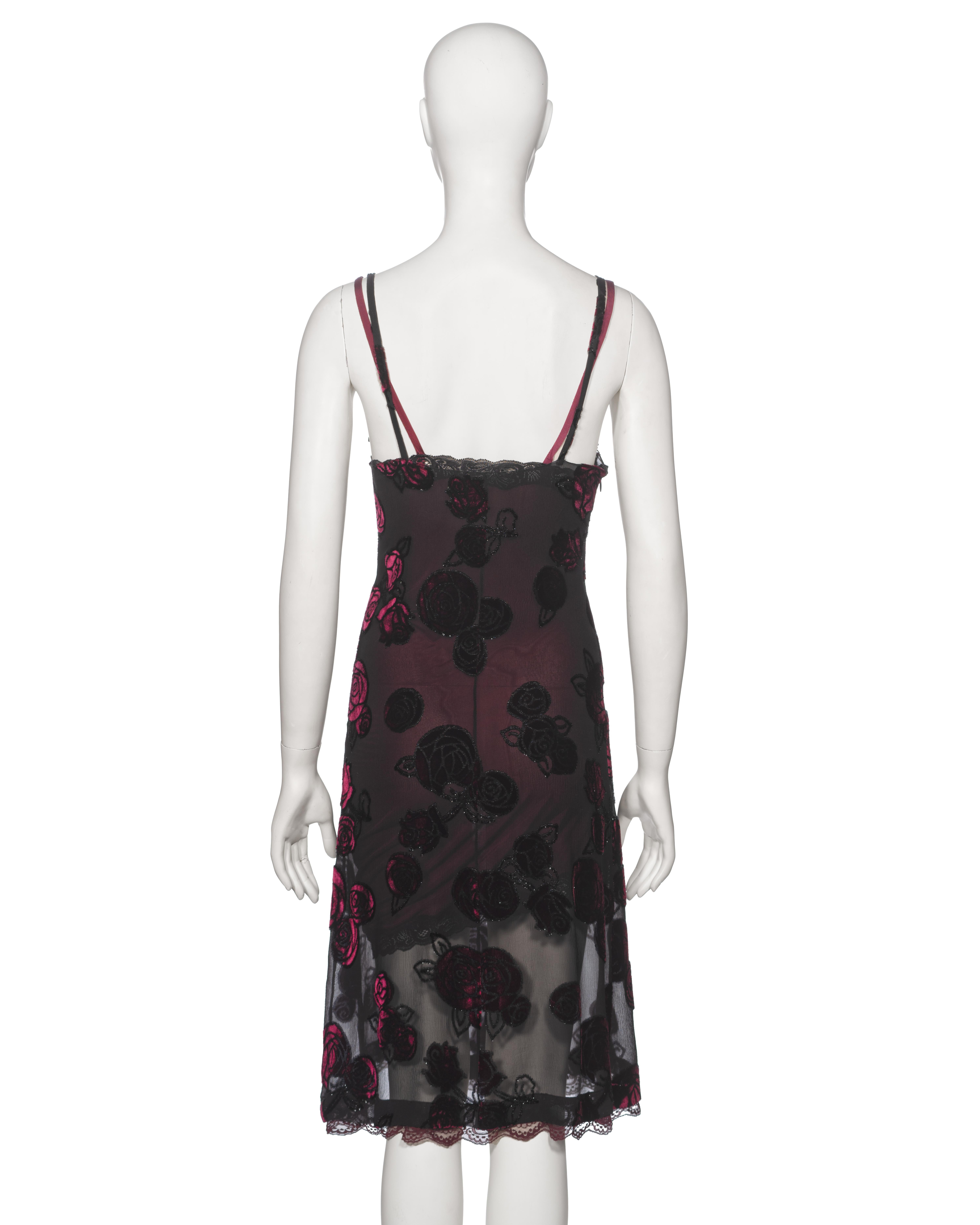 Christian Dior by John Galliano Double Layered Bordeaux Slip Dress, FW 2005 For Sale 5