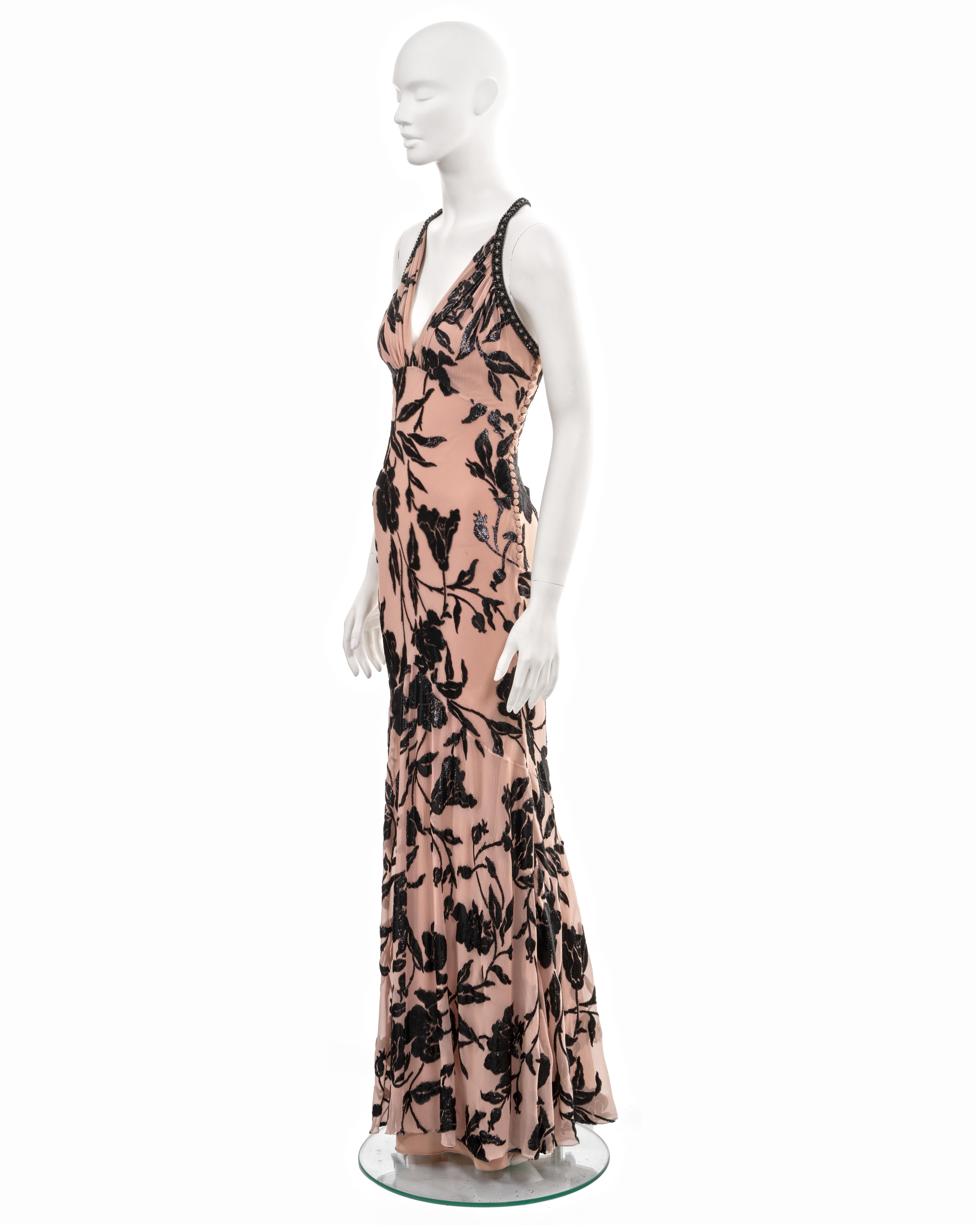 Christian Dior by John Galliano dusty pink floral silk evening dress fw 2010 For Sale 7