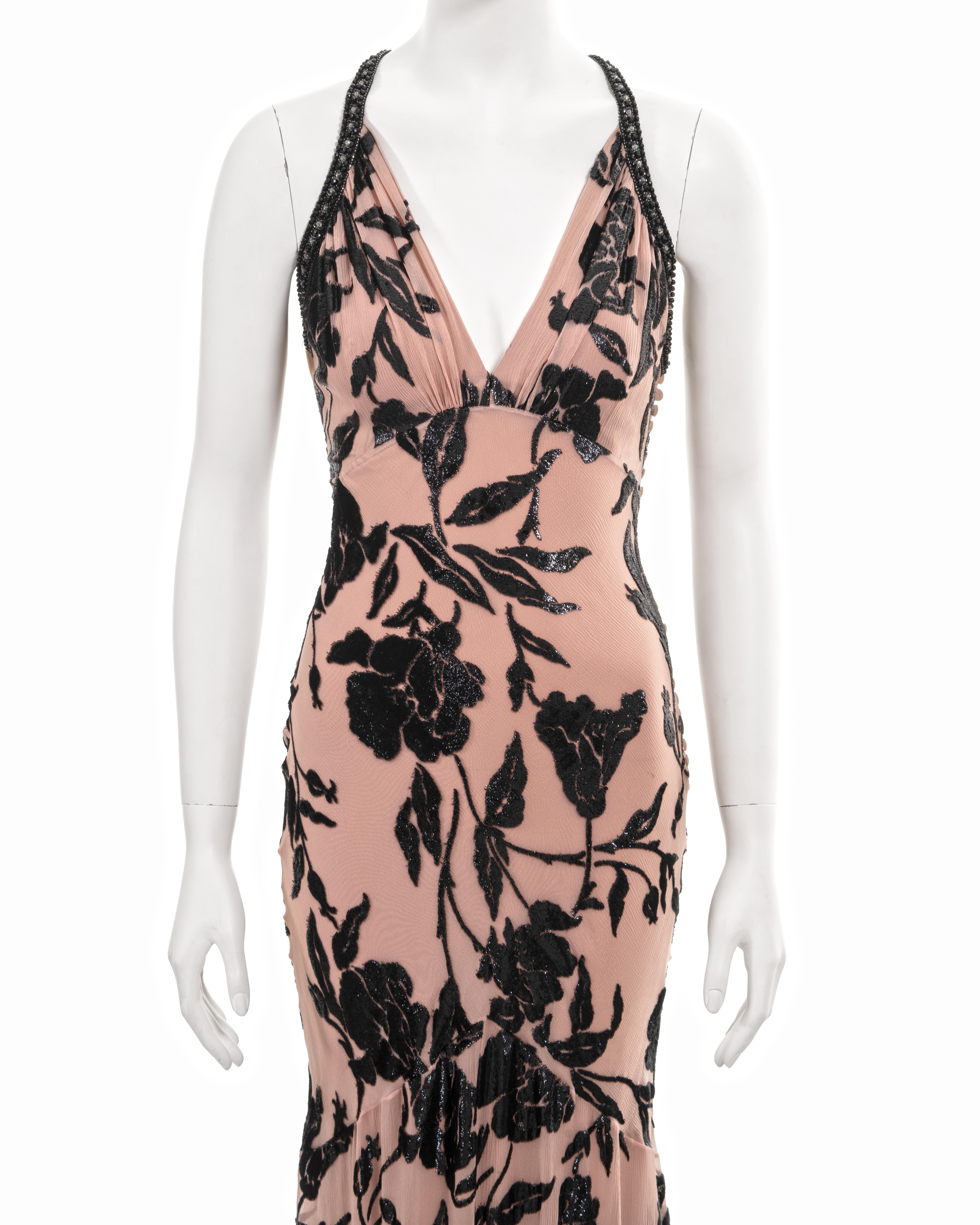 Christian Dior by John Galliano dusty pink floral silk evening dress fw 2010 In Excellent Condition For Sale In London, GB
