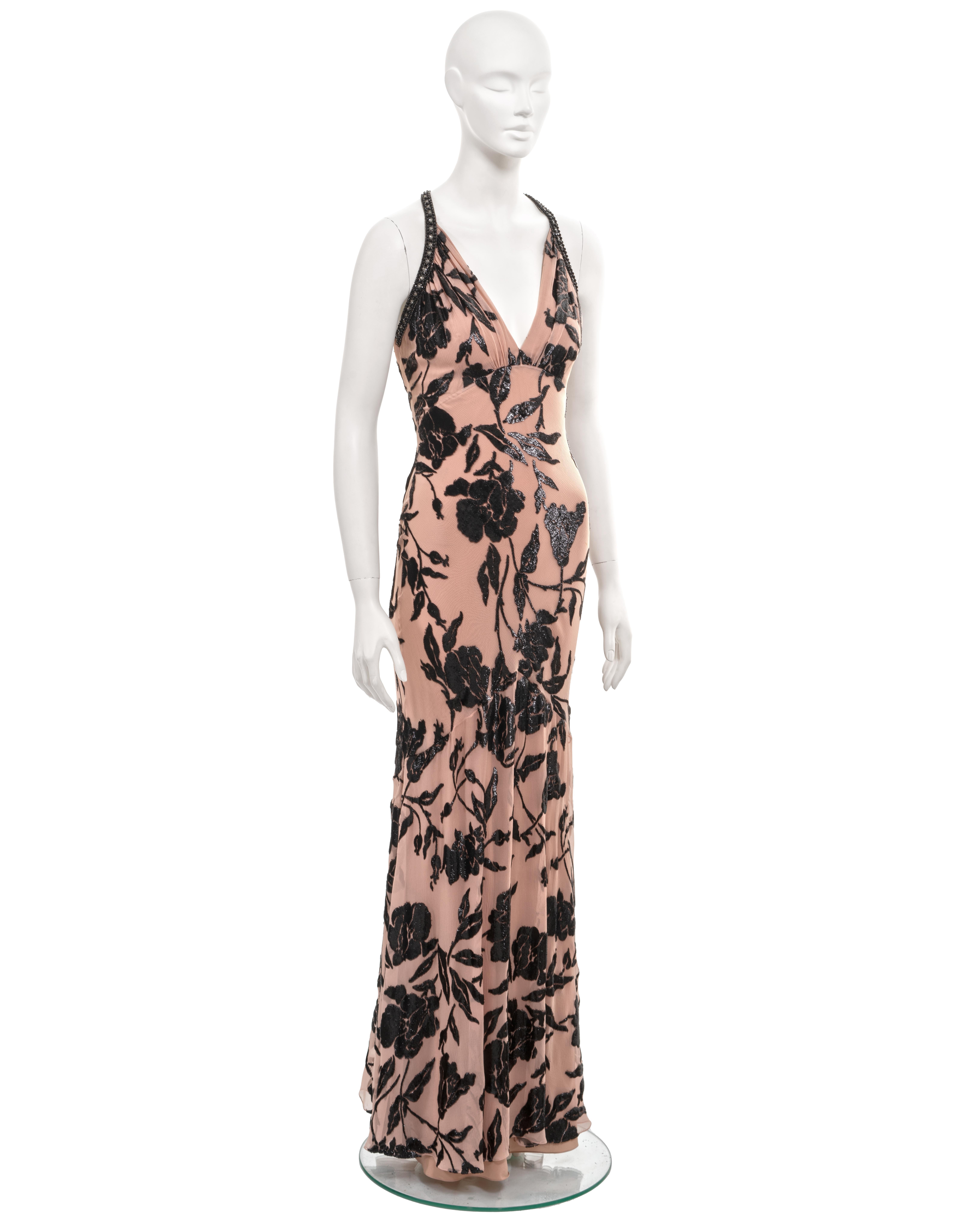 Christian Dior by John Galliano dusty pink floral silk evening dress fw 2010 For Sale 1