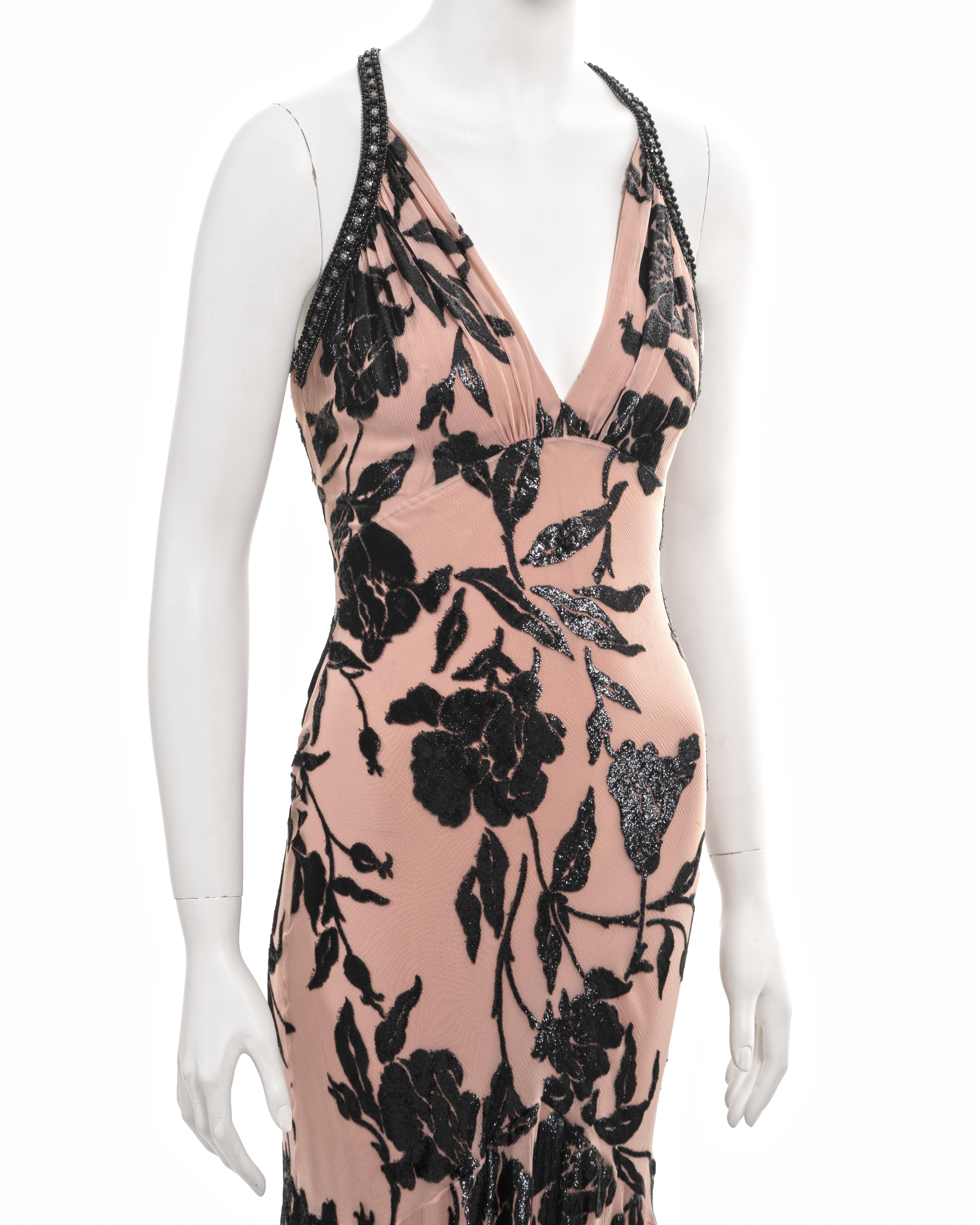 Christian Dior by John Galliano dusty pink floral silk evening dress fw 2010 For Sale 2