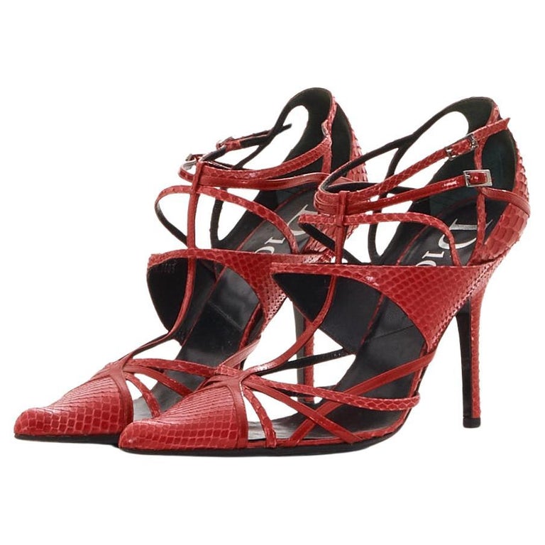 Christian Dior by John Galliano Early 2000s Red Python Strappy