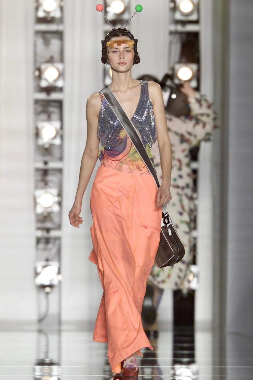 Christian Dior by John Galliano black satin dress with stole embellished with silver glass bugle beads

From the autumn winter 2001 collection