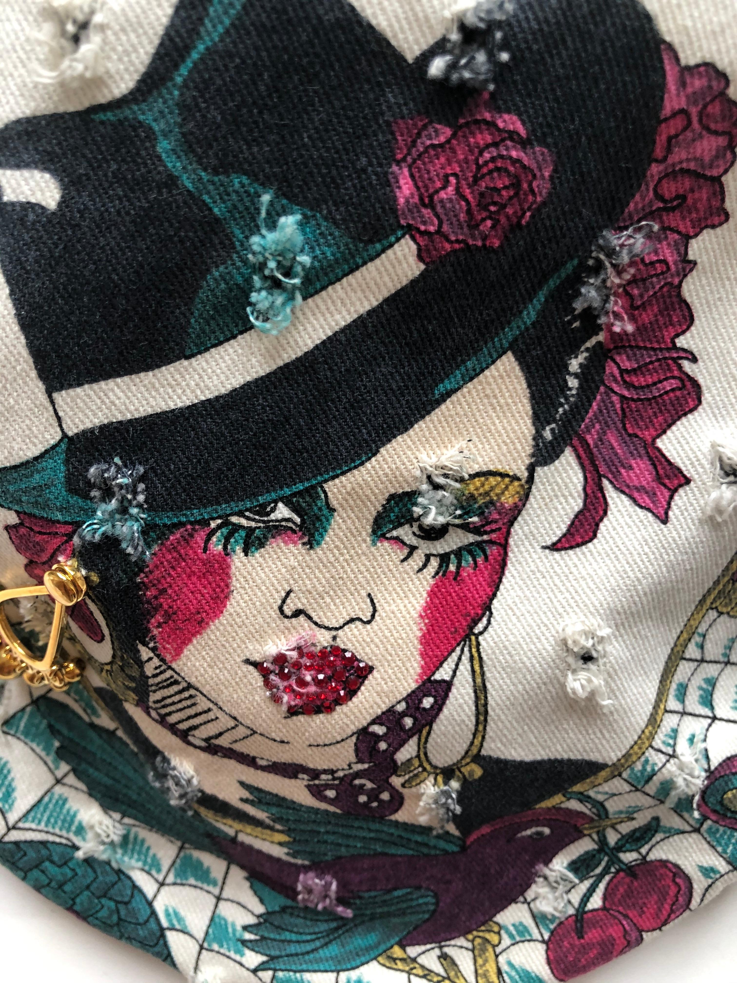 Women's Christian Dior by John Galliano Embellished Printed Cap