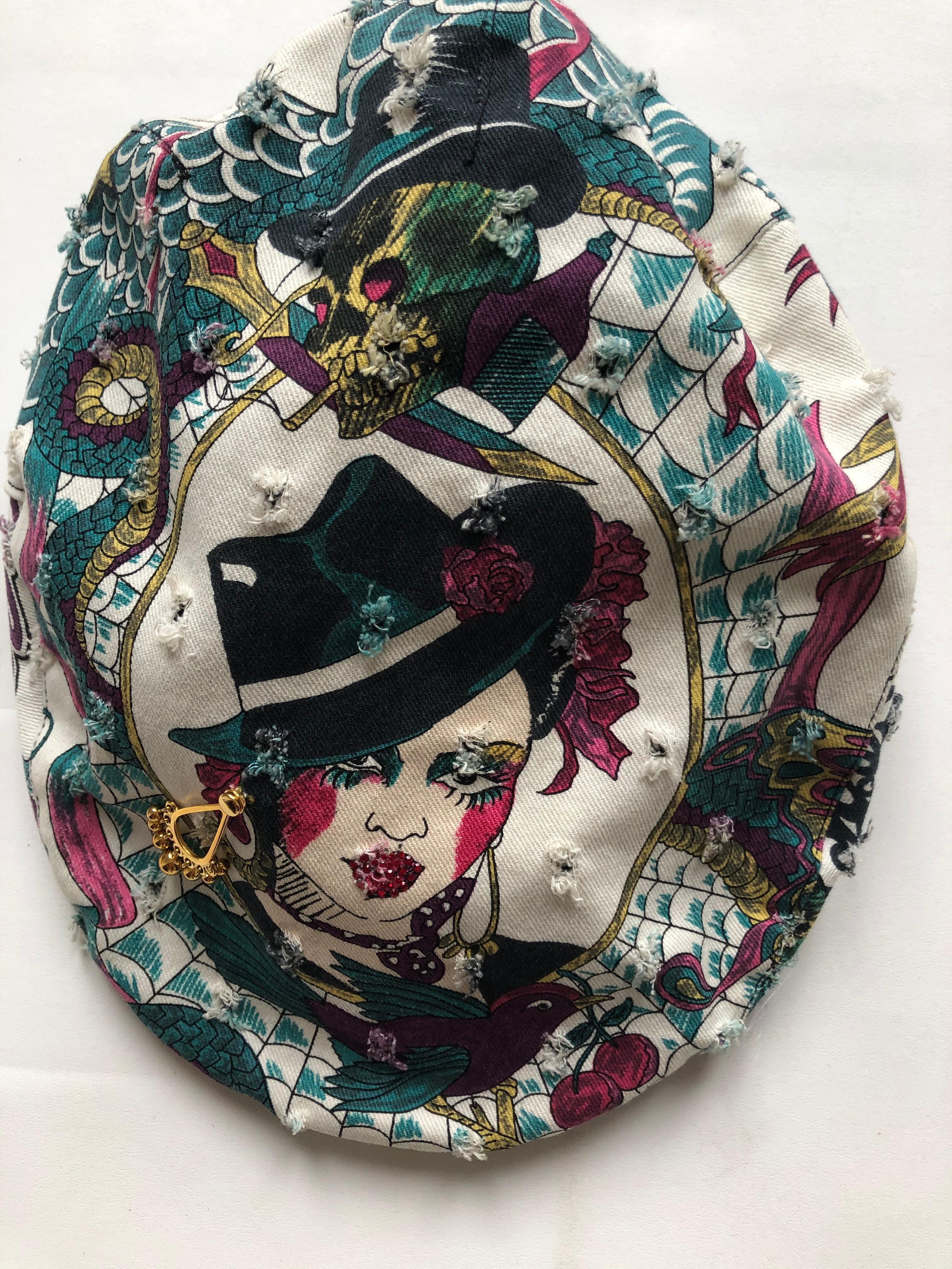 Christian Dior by John Galliano Embellished Printed Cap 1