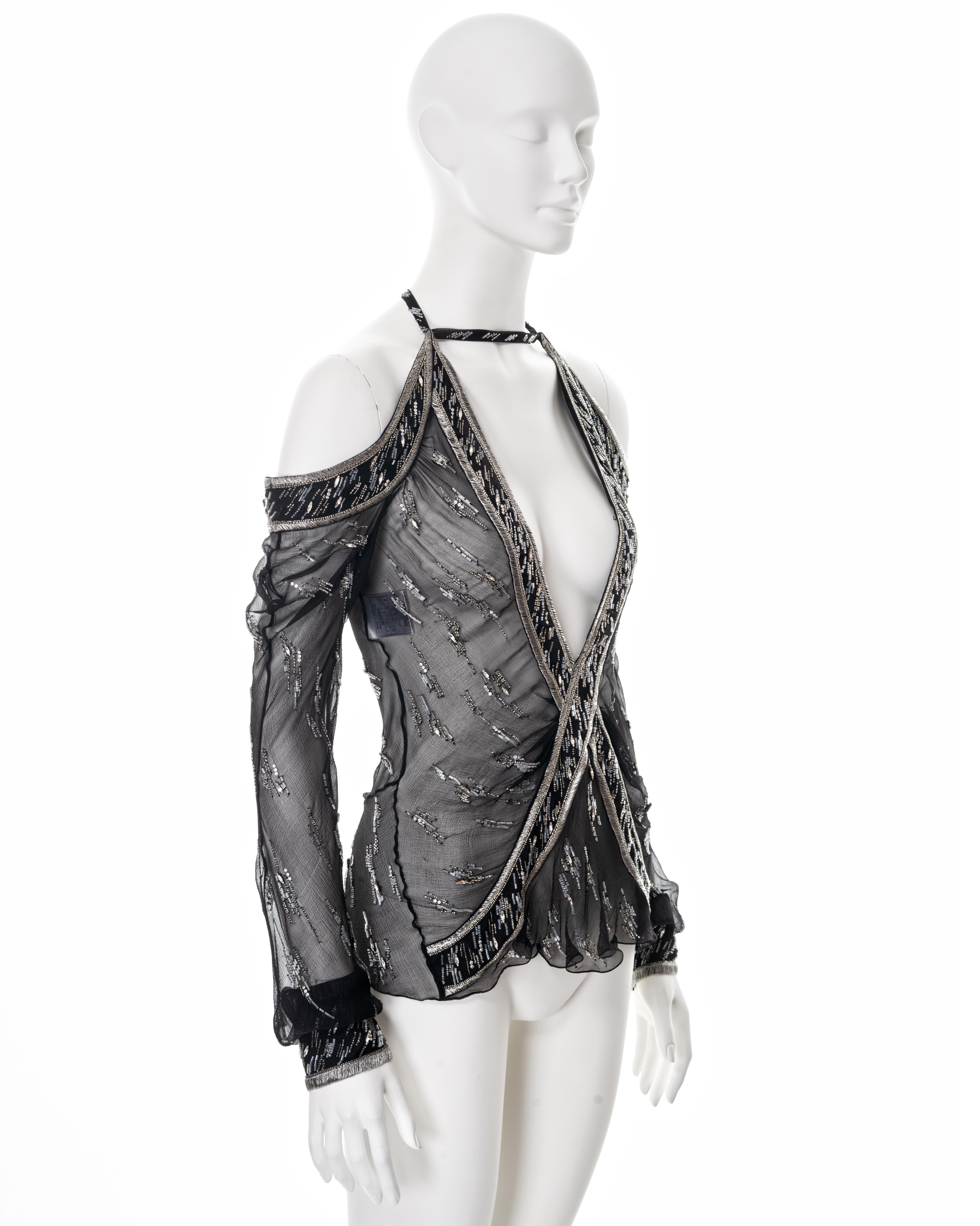 Christian Dior by John Galliano embellished silk evening blouse, ss 2005 8