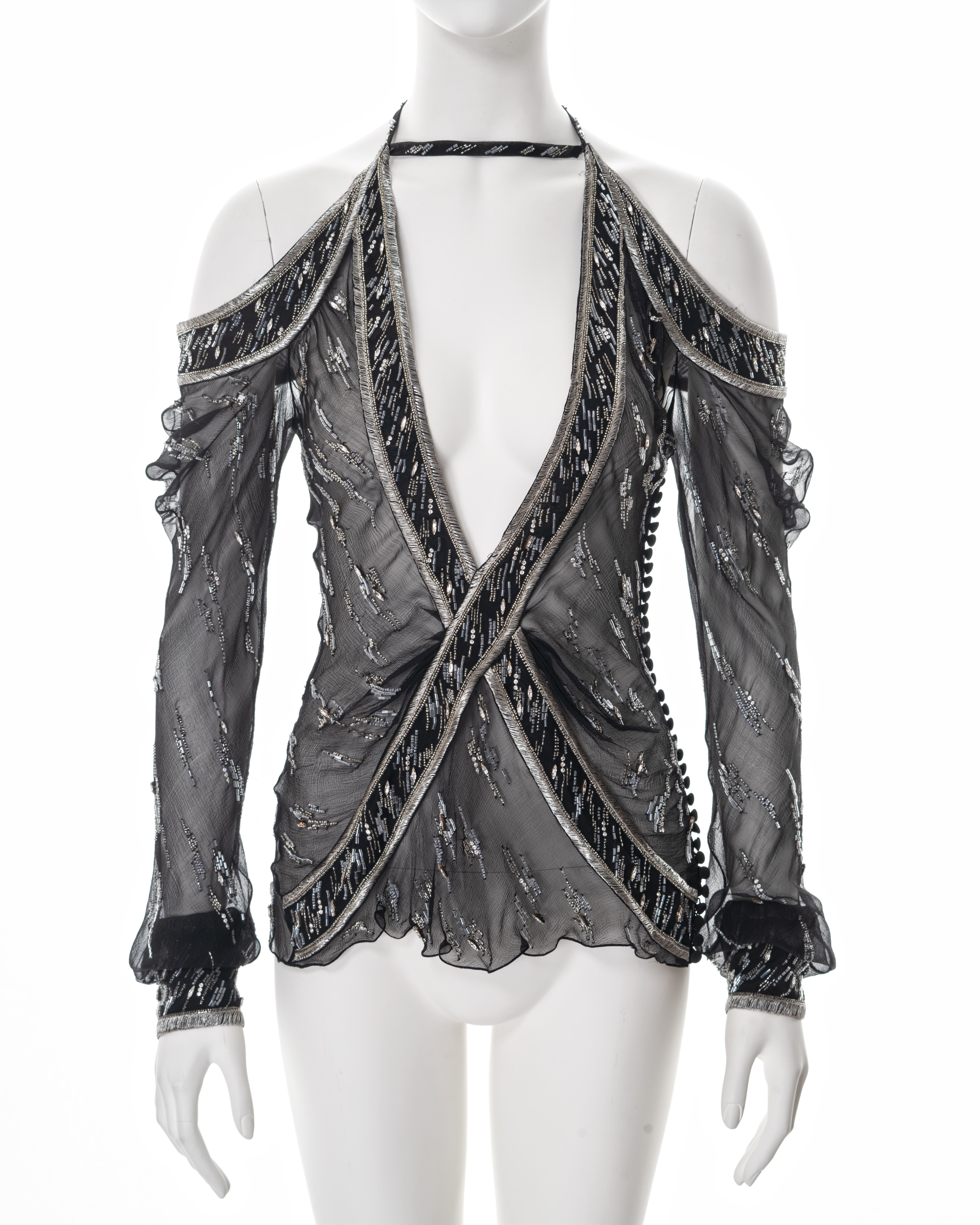 Women's Christian Dior by John Galliano embellished silk evening blouse, ss 2005