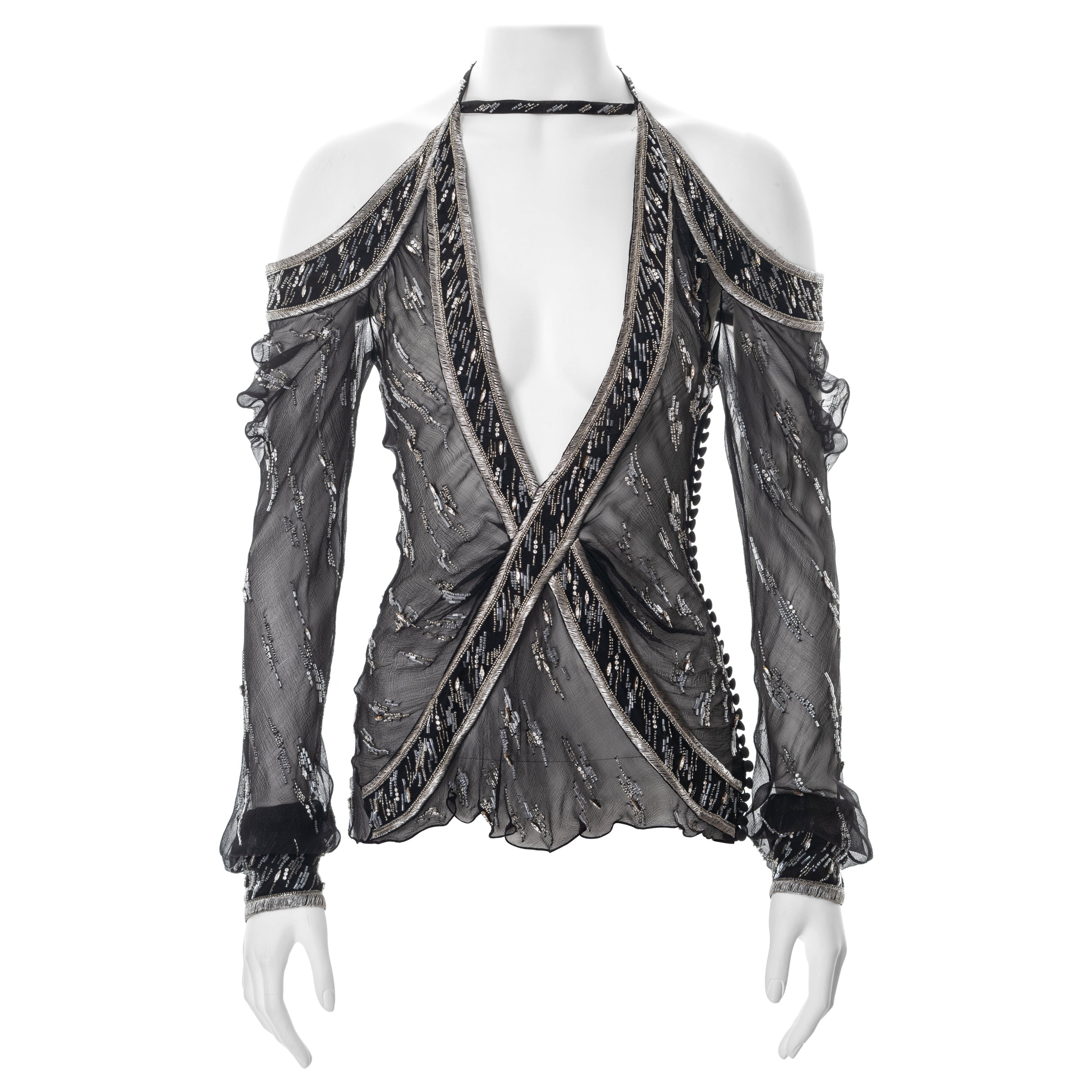 Christian Dior by John Galliano embellished silk evening blouse, ss 2005