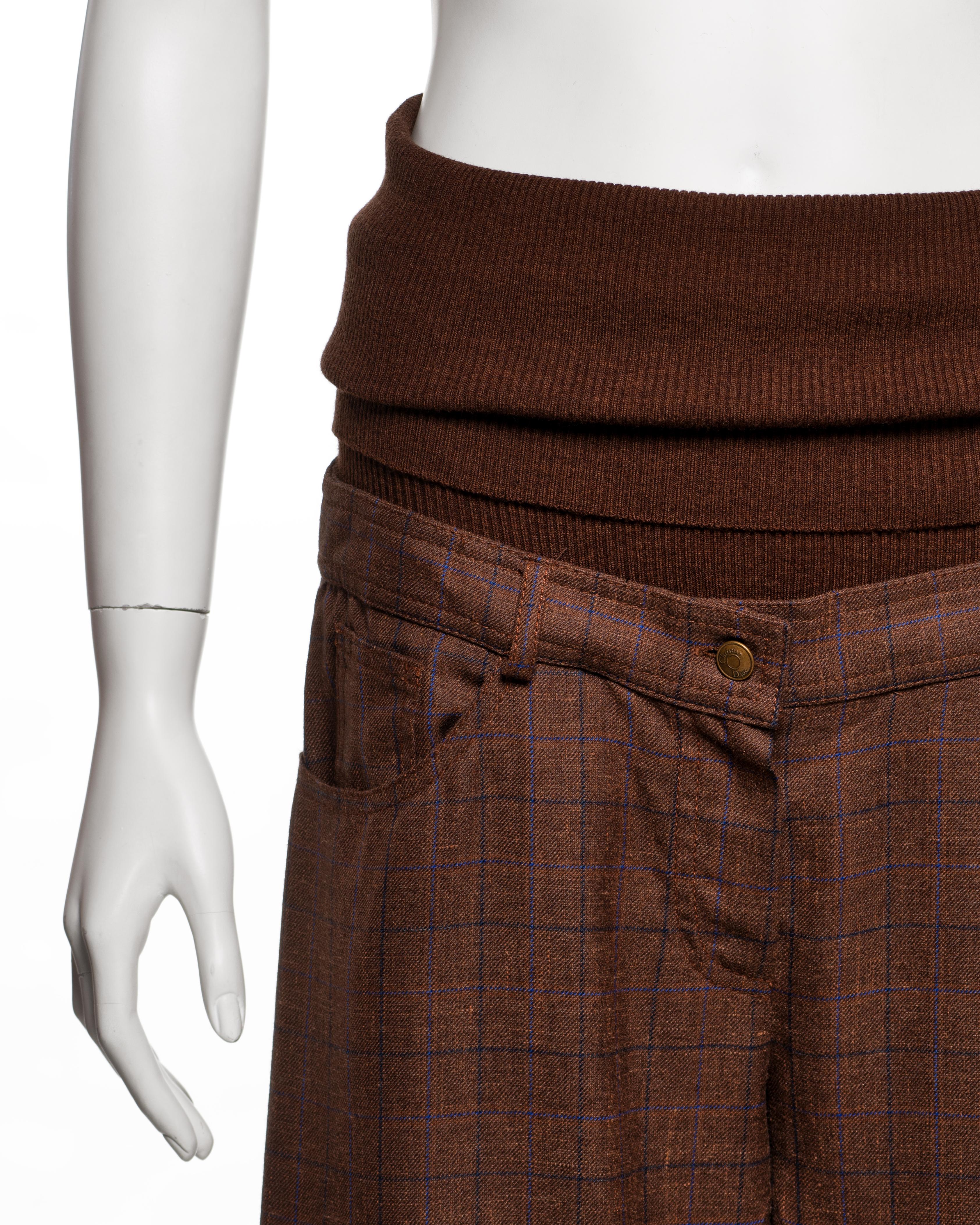 Christian Dior by John Galliano Embroidered Checked Wool Trousers, FW 2002 en Excelente estado para la venta en London, GB