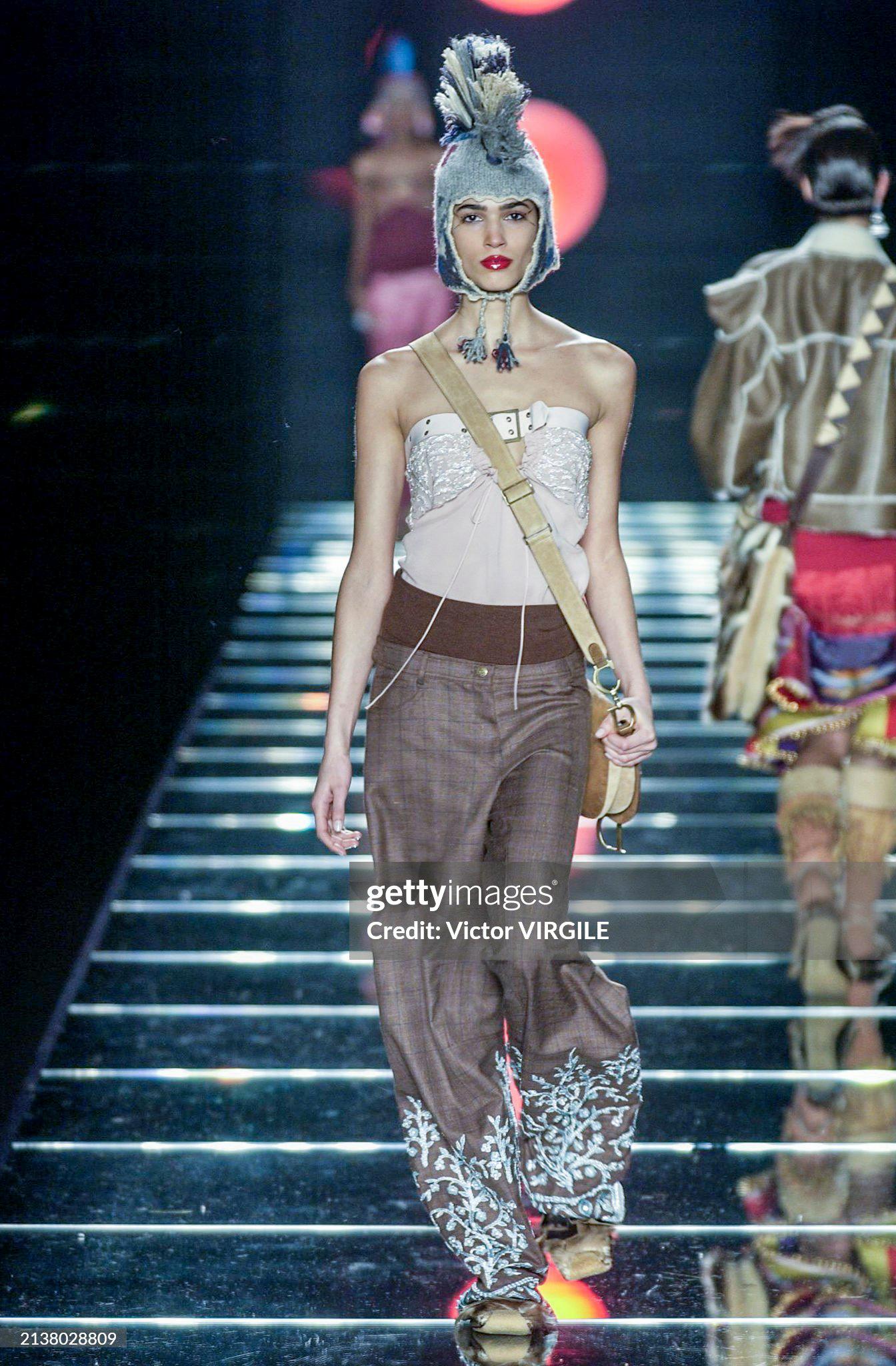 De las mujeres Christian Dior by John Galliano Embroidered Checked Wool Trousers, FW 2002 en venta