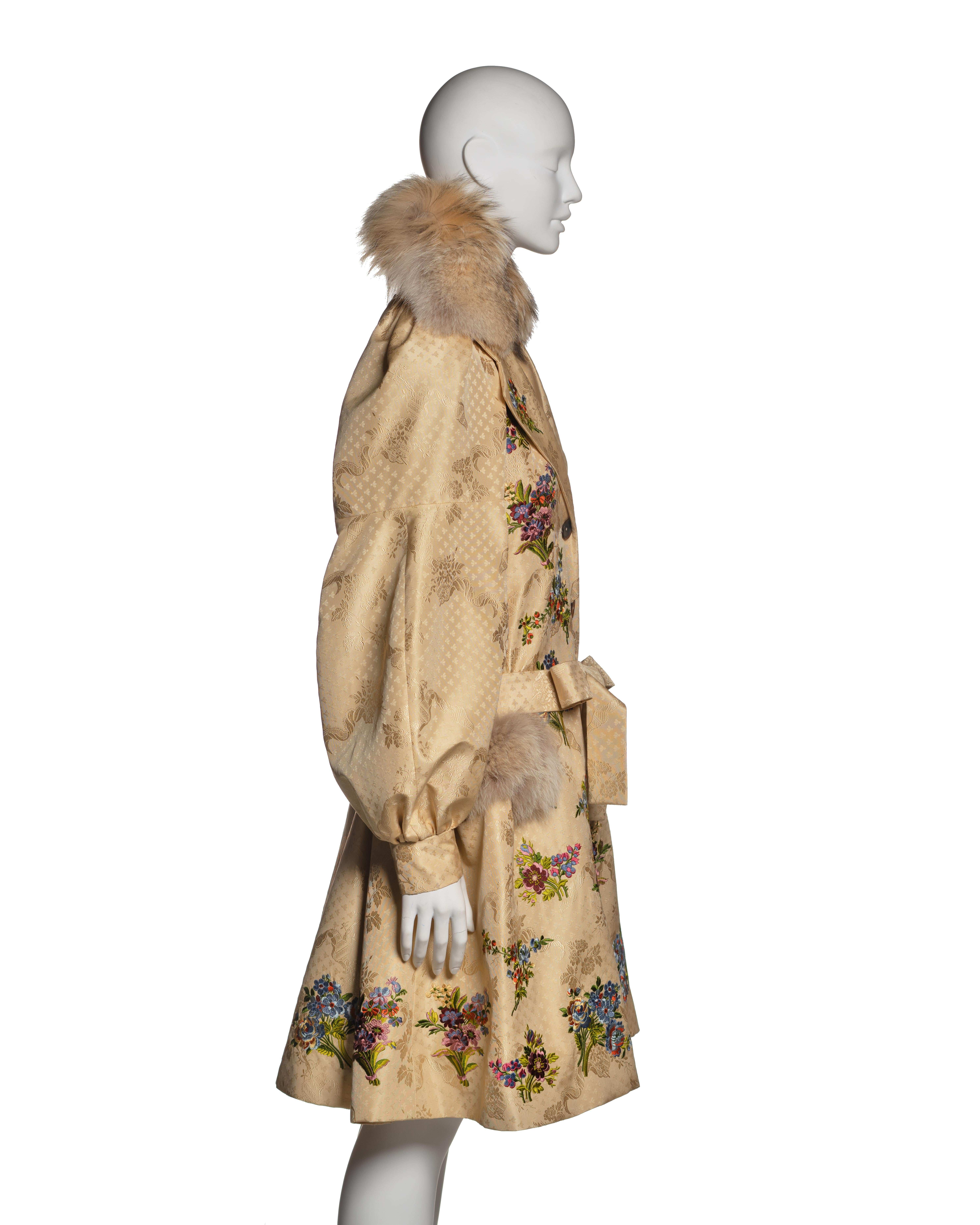 Christian Dior by John Galliano Embroidered Silk Coat with Fur Trim, FW 2002 For Sale 2