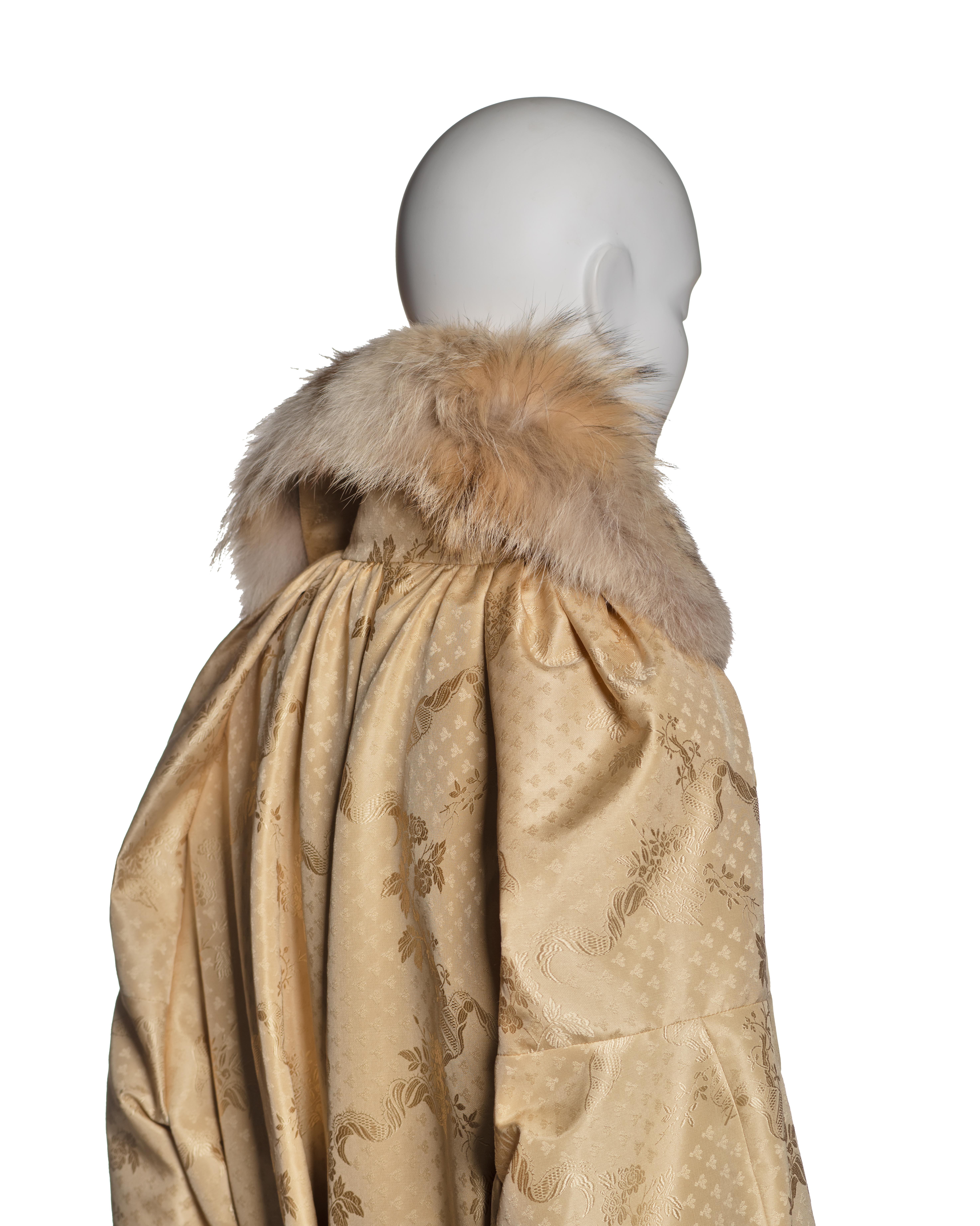 Christian Dior by John Galliano Embroidered Silk Coat with Fur Trim, FW 2002 For Sale 4