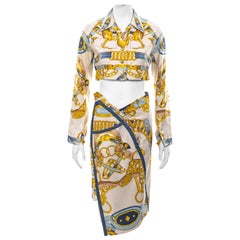 Christian Dior by John Galliano equestrian print silk jacket and skirt, ss 2000