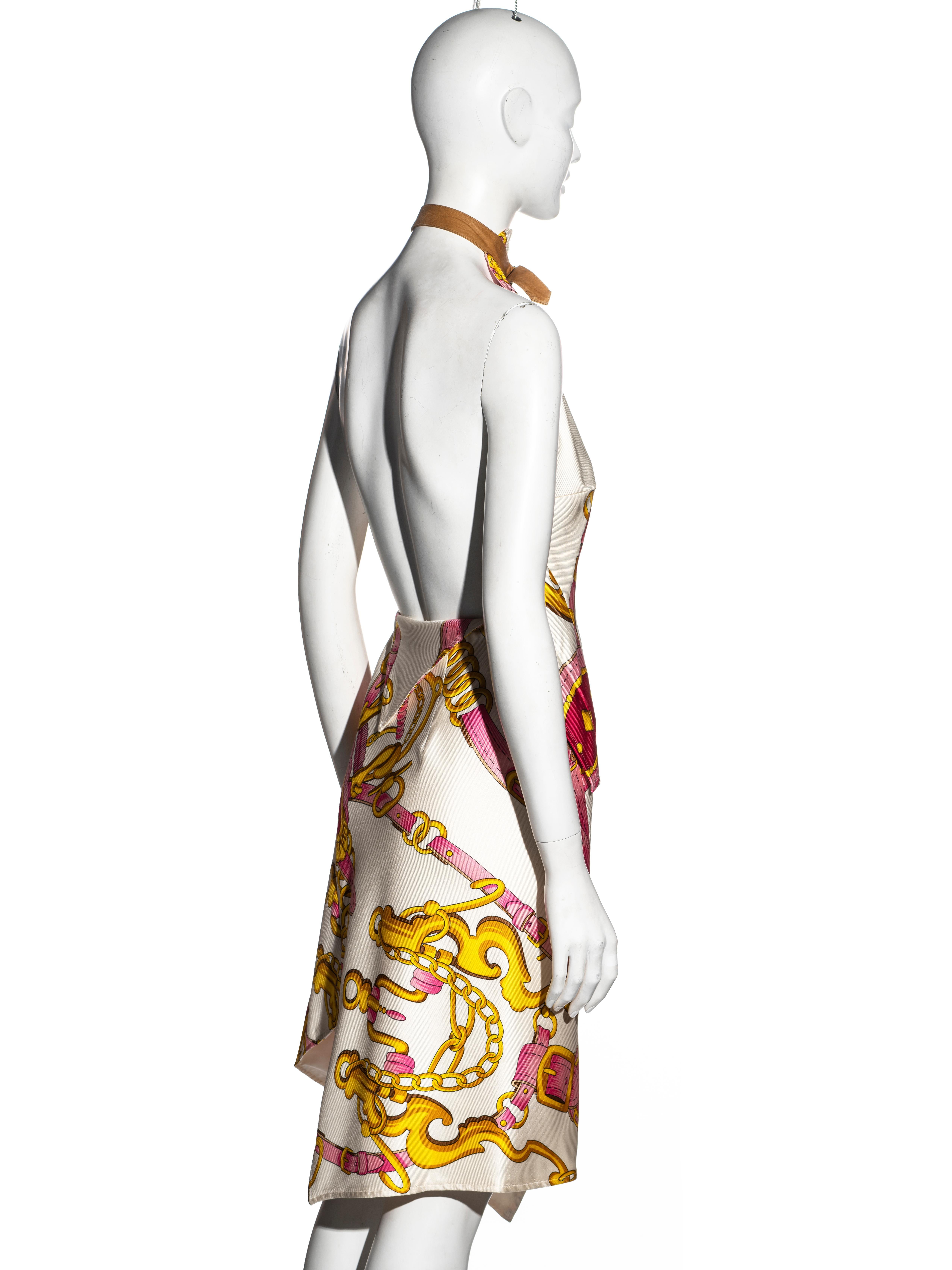 Christian Dior by John Galliano equestrian printed silk scarf dress, ss 2000 For Sale 2