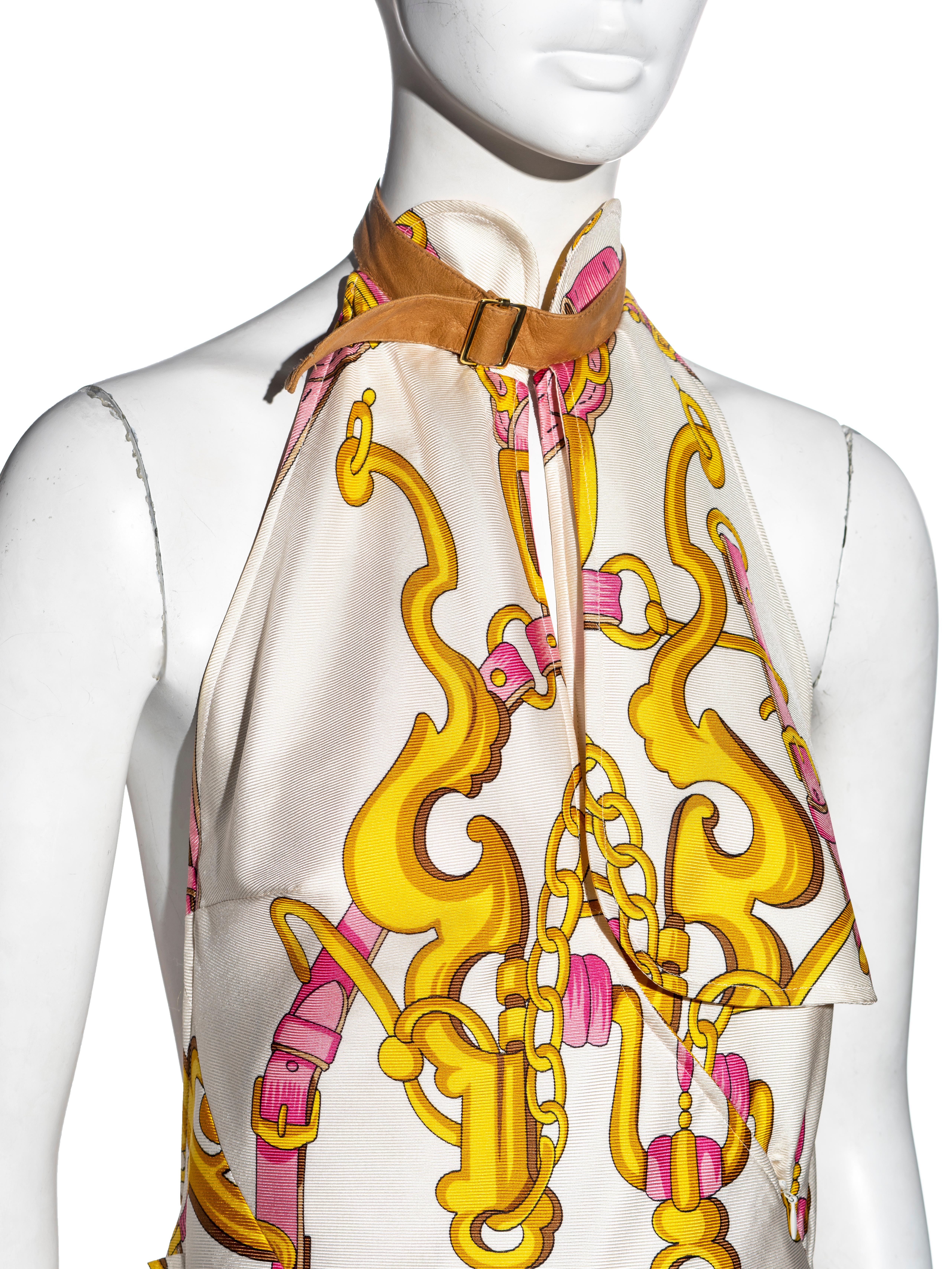 Christian Dior by John Galliano equestrian printed silk scarf dress, ss 2000 In Excellent Condition For Sale In London, GB