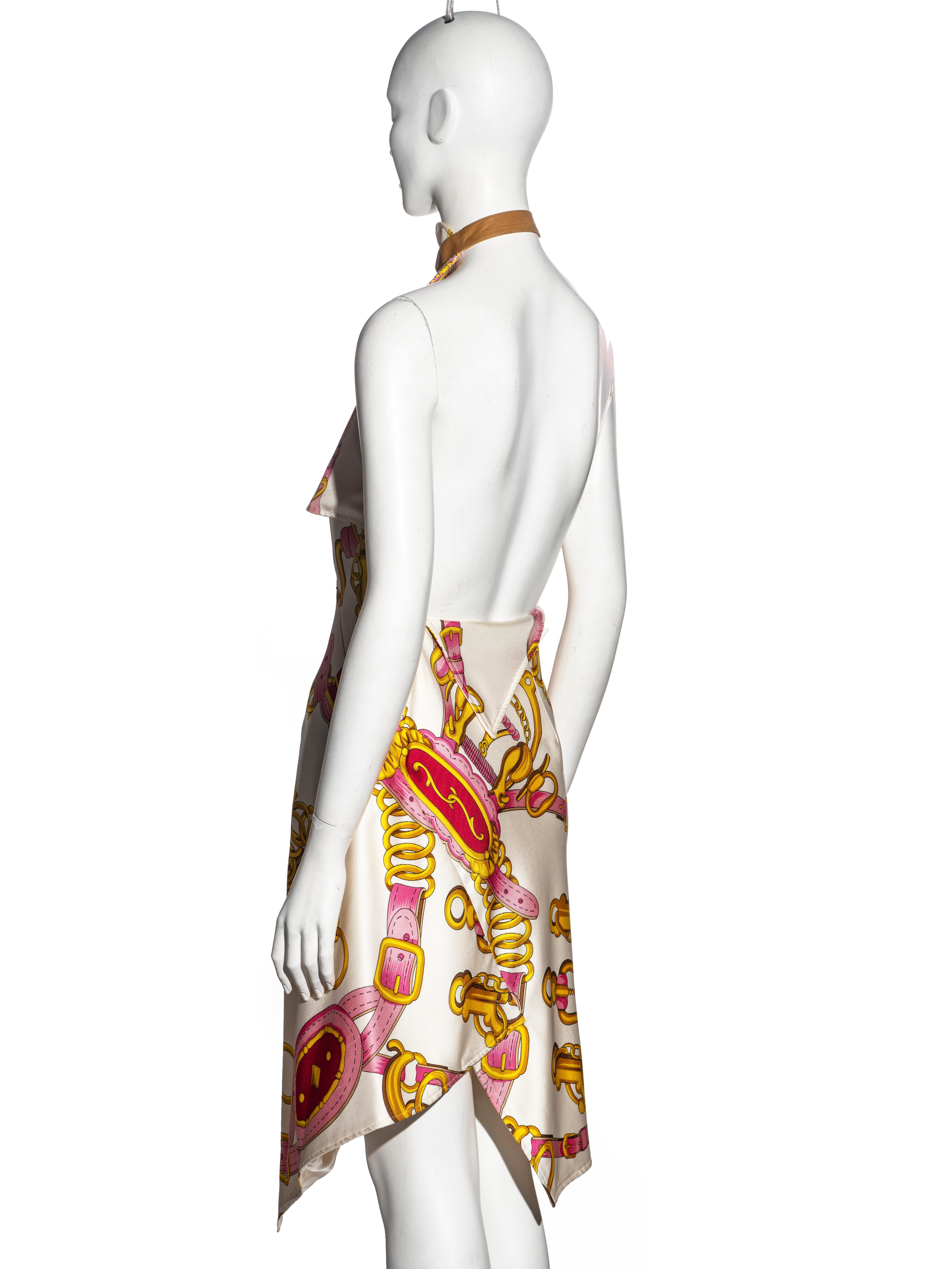 Christian Dior by John Galliano equestrian printed silk scarf dress, ss 2000 For Sale 1