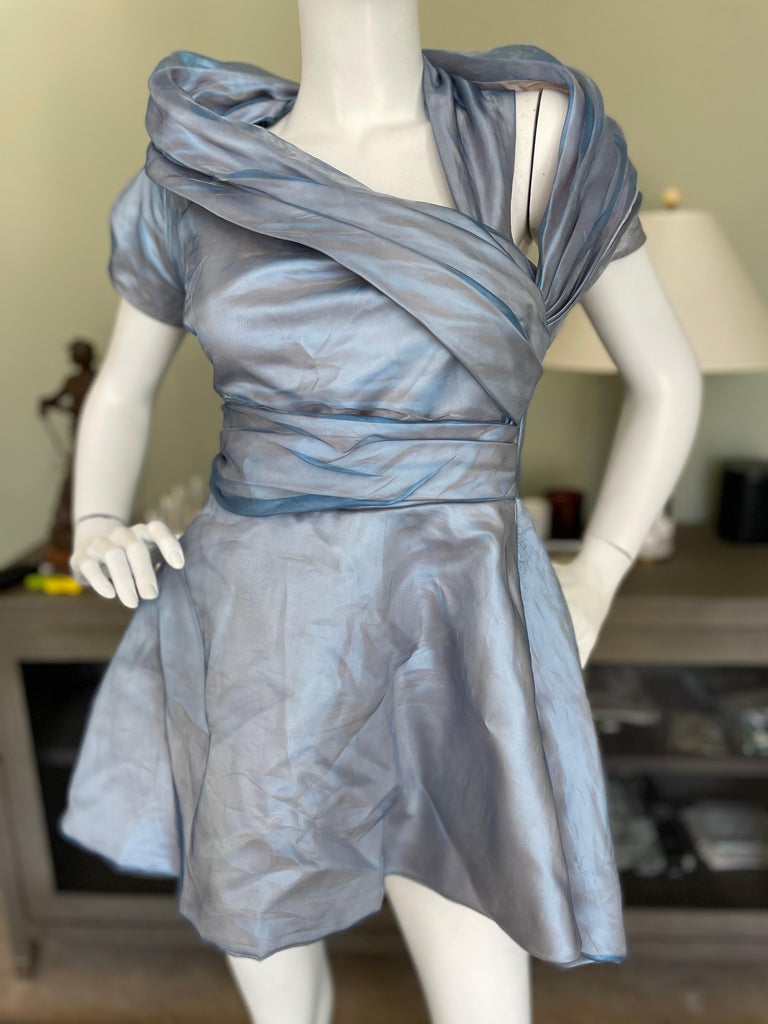 Christian Dior by Raf Simons Iridescent Blue Mini Ball Gown In Excellent Condition In Cloverdale, CA