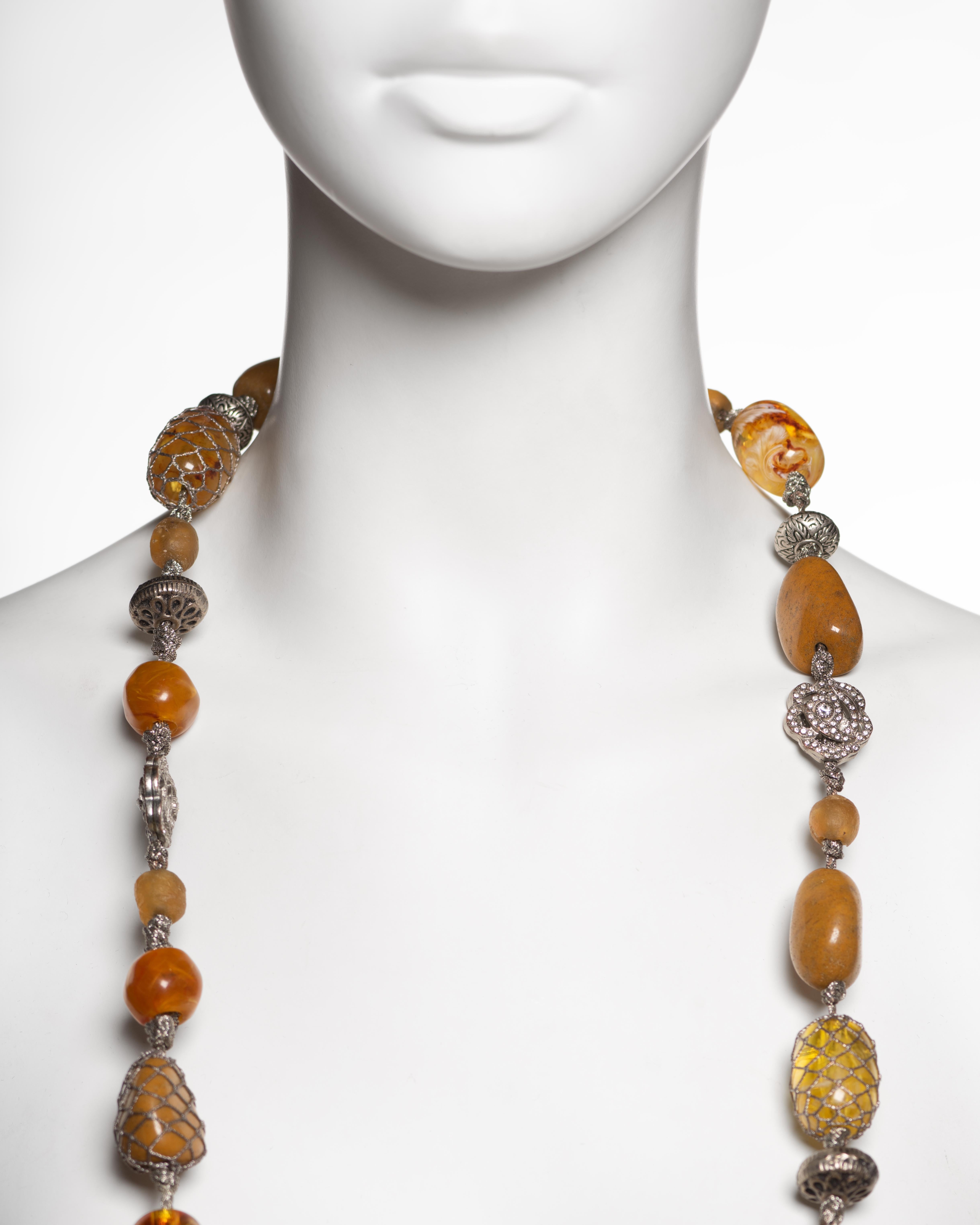 Christian Dior by John Galliano Extra Long Amber and Metal Tassel Necklace, 1998 For Sale 6