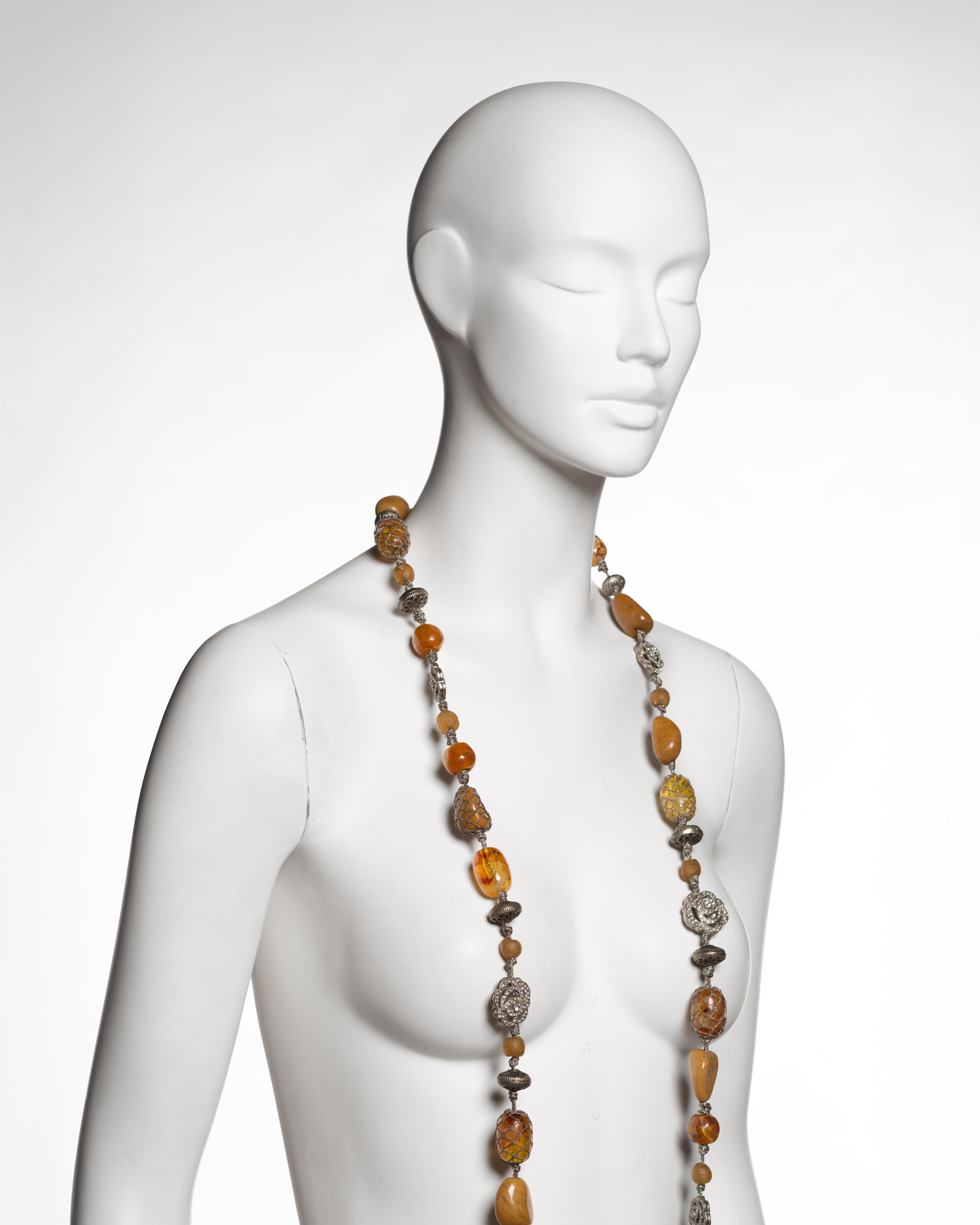 Christian Dior by John Galliano Extra Long Amber and Metal Tassel Necklace, 1998 For Sale 8
