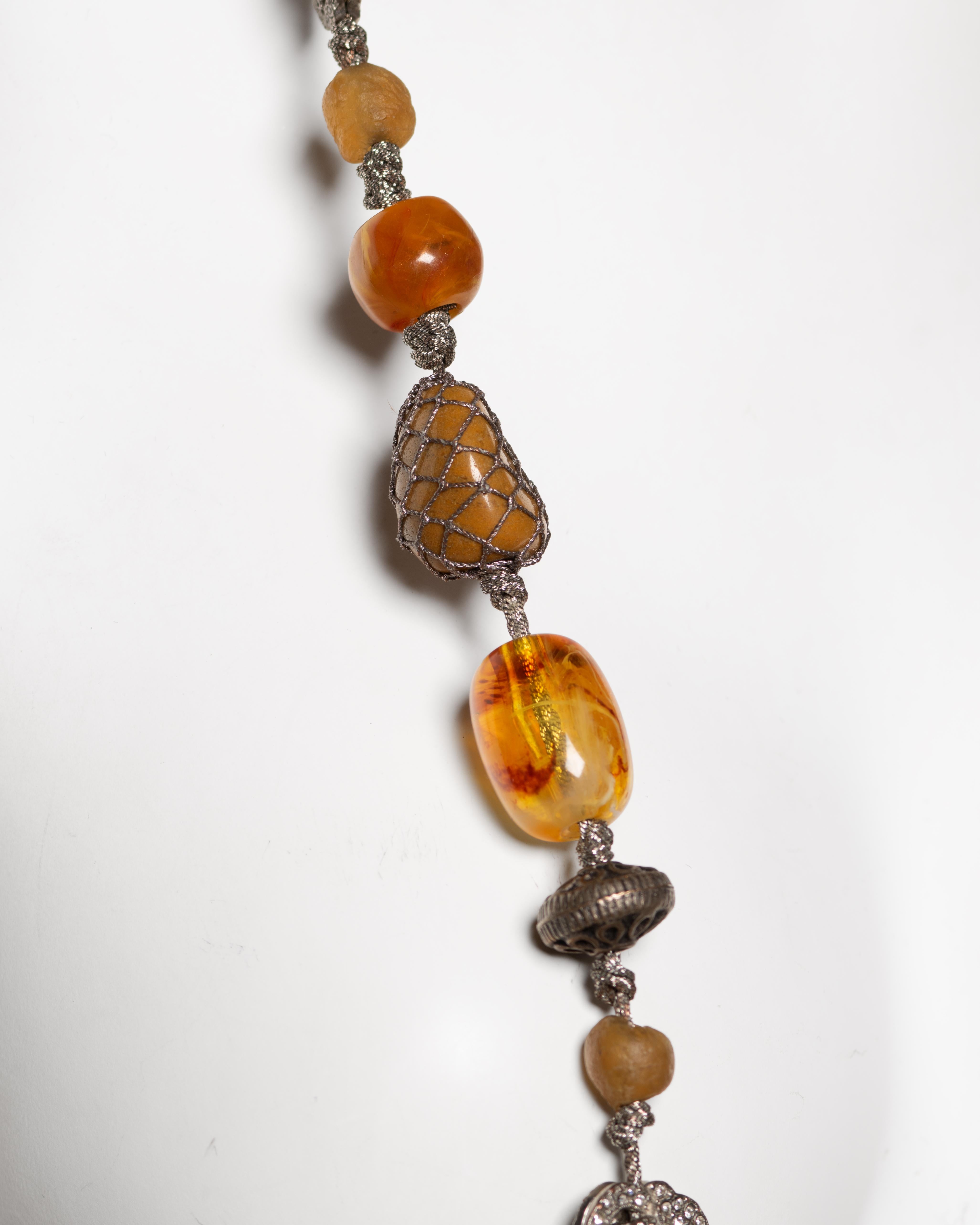 Christian Dior by John Galliano Extra Long Amber and Metal Tassel Necklace, 1998 For Sale 9