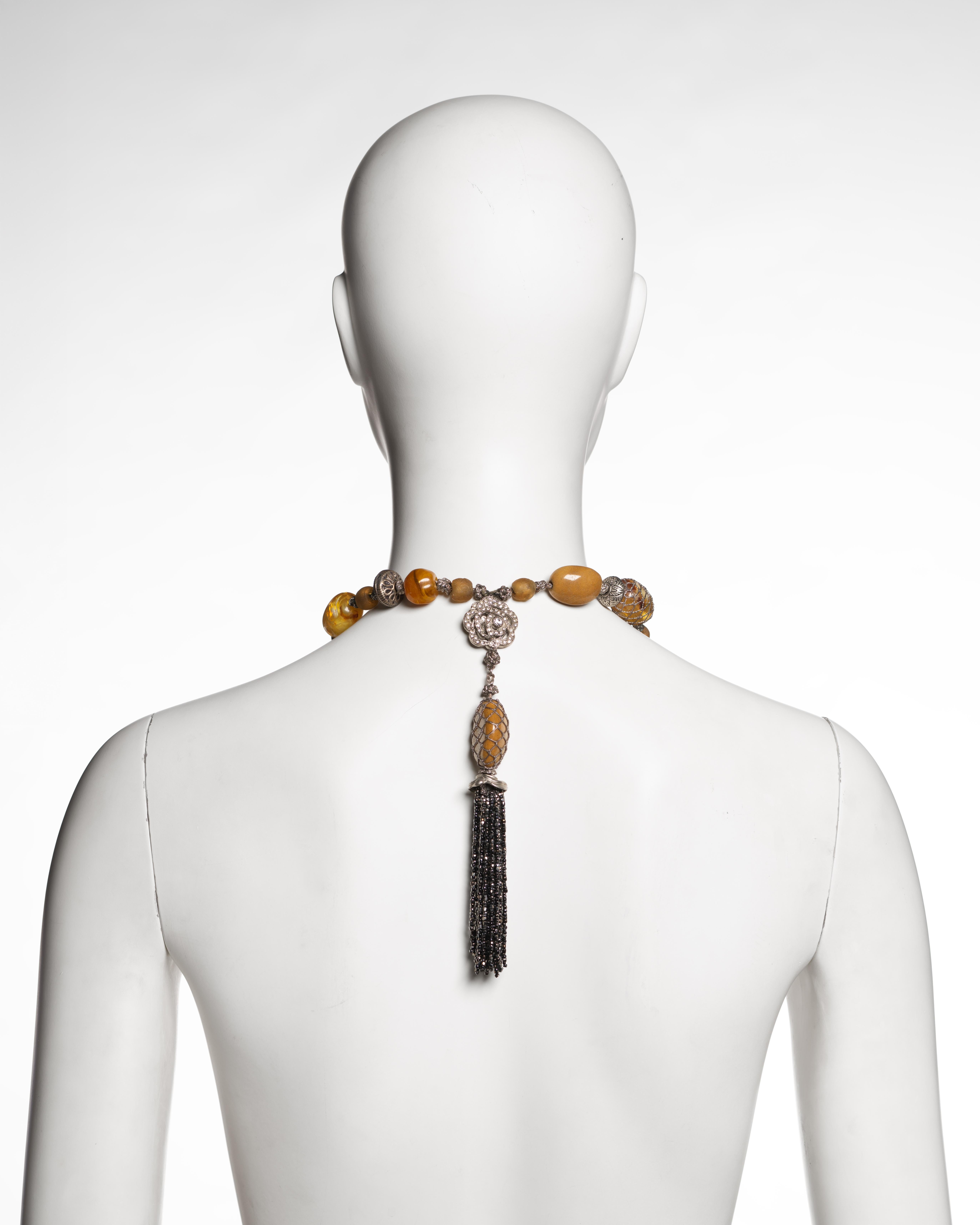 Christian Dior by John Galliano Extra Long Amber and Metal Tassel Necklace, 1998 For Sale 10