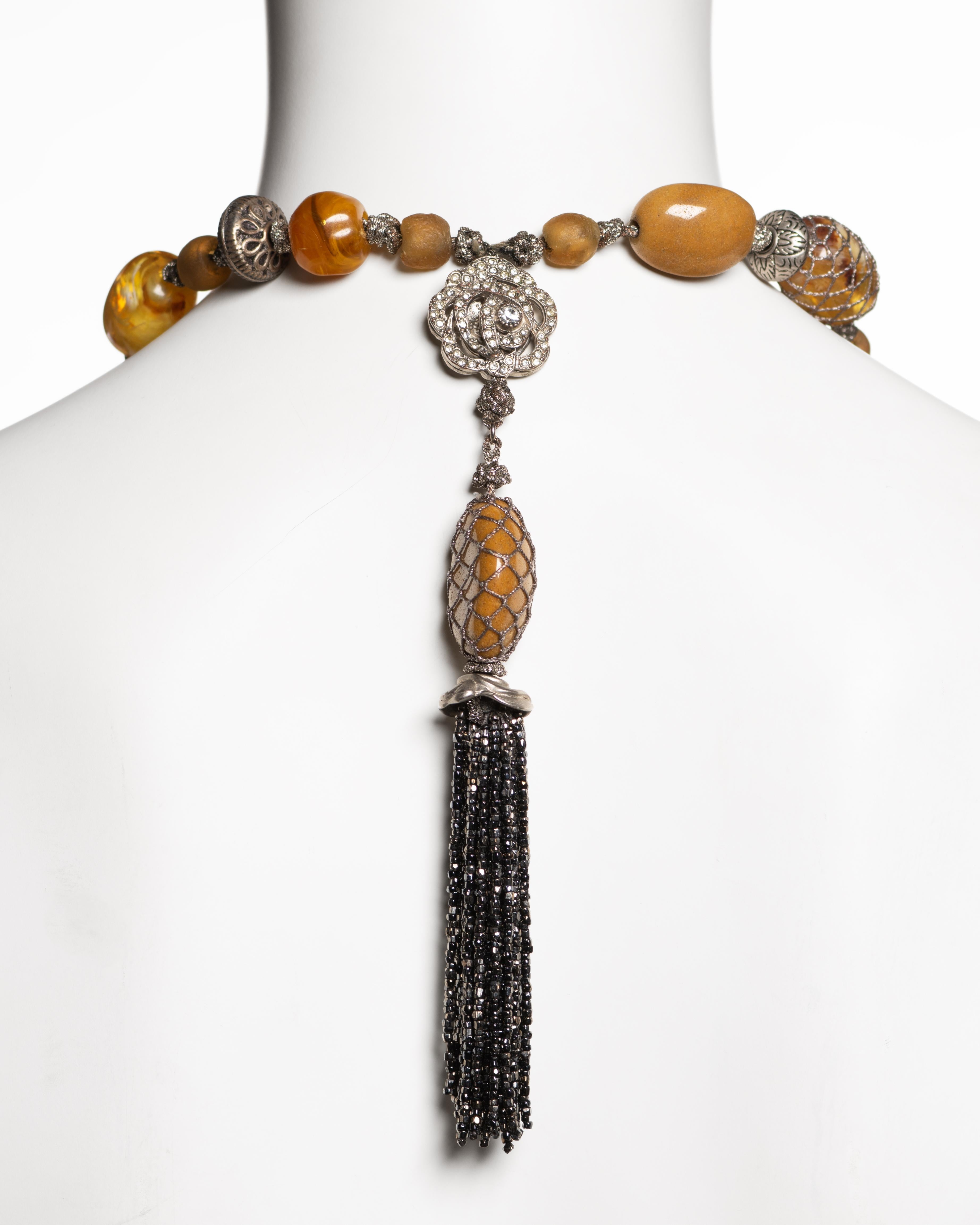 Christian Dior by John Galliano Extra Long Amber and Metal Tassel Necklace, 1998 For Sale 11
