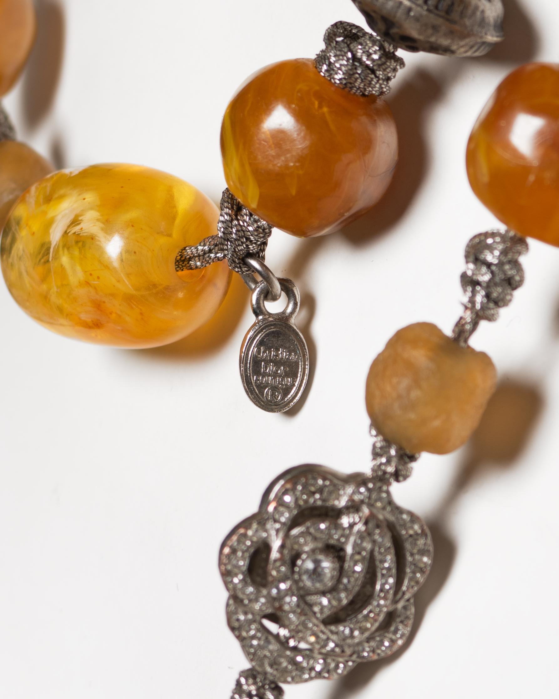 Christian Dior by John Galliano Extra Long Amber and Metal Tassel Necklace, 1998 For Sale 14