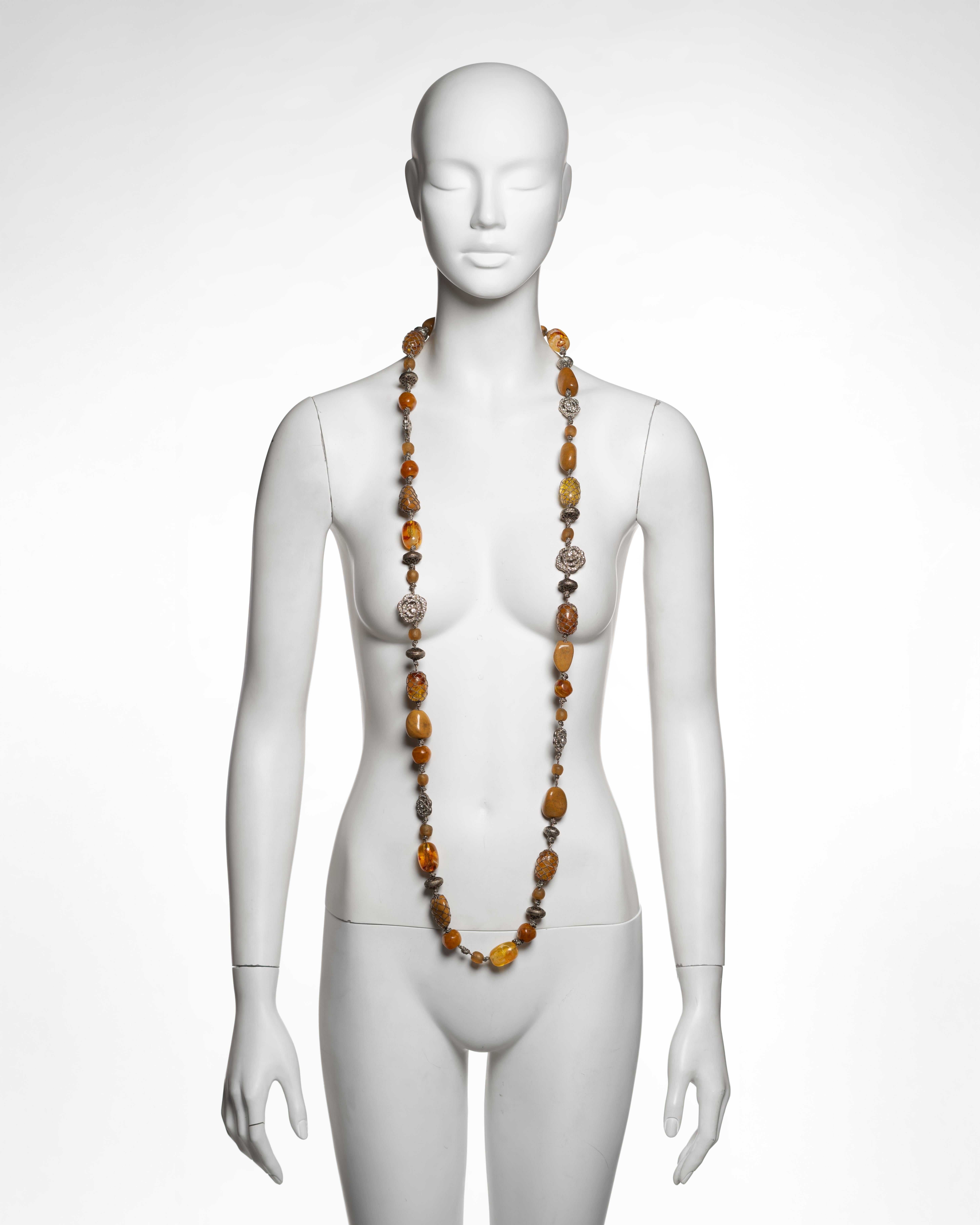 Christian Dior by John Galliano Extra Long Amber and Metal Tassel Necklace, 1998 For Sale 2
