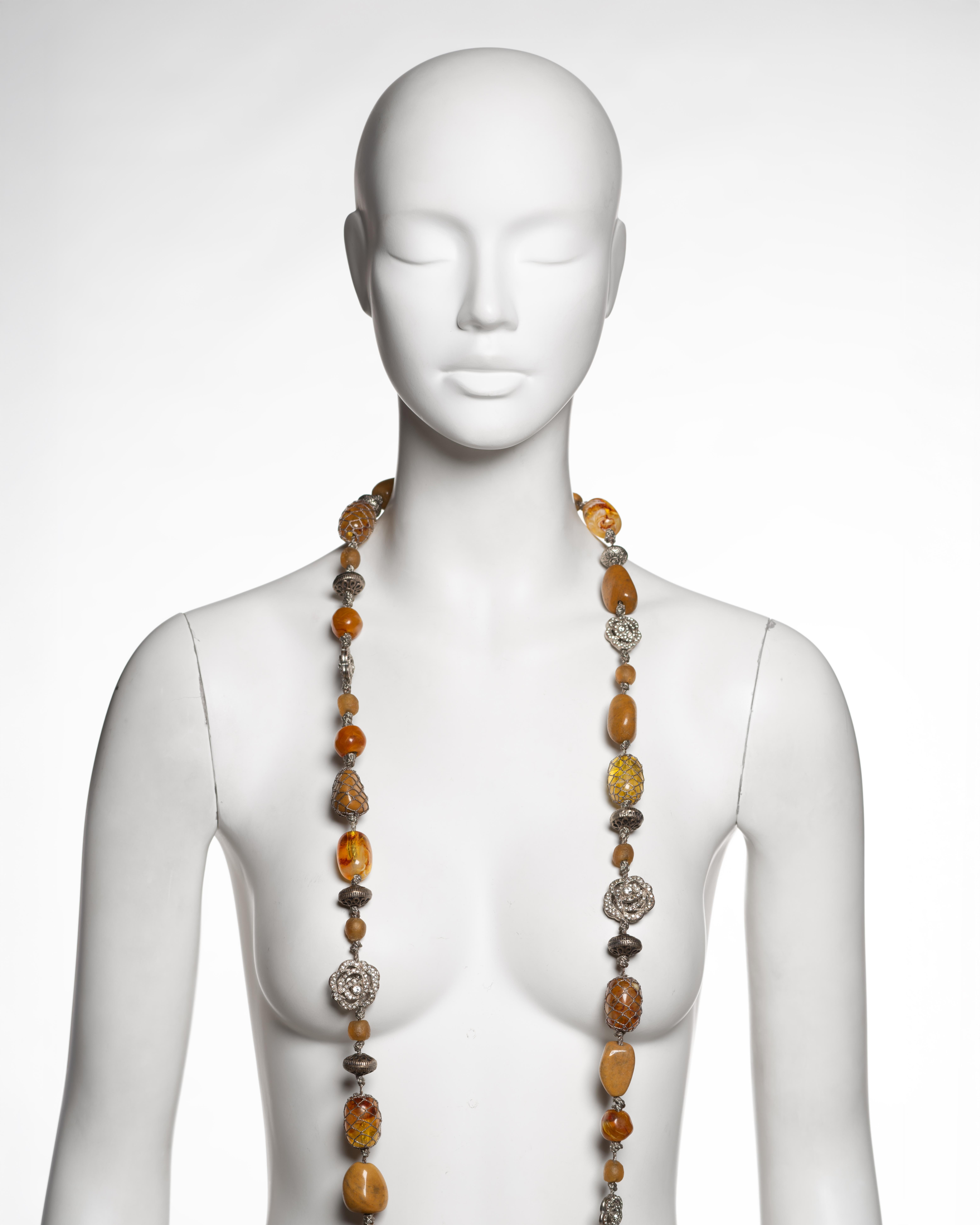 Christian Dior by John Galliano Extra Long Amber and Metal Tassel Necklace, 1998 For Sale 3
