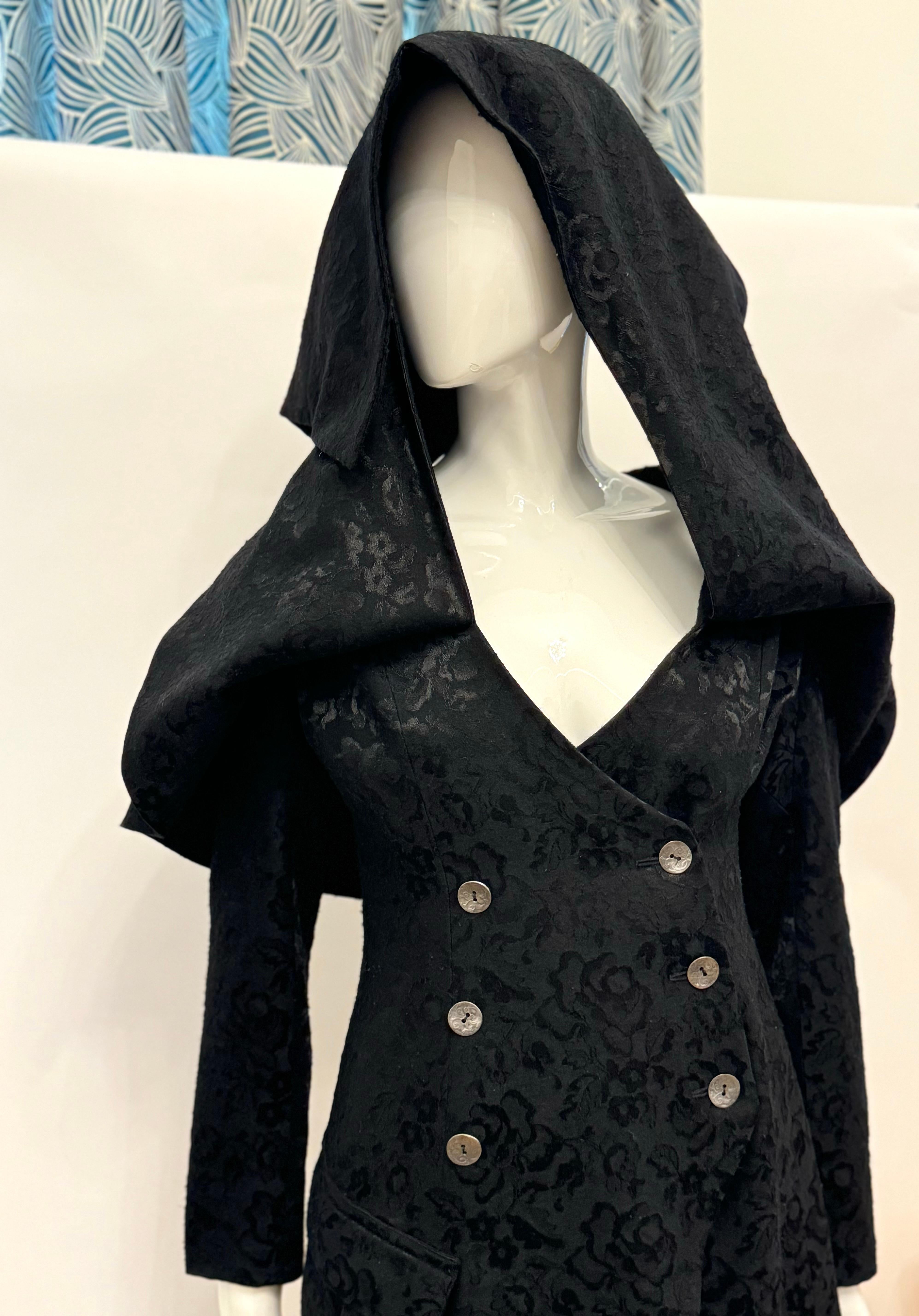 Christian Dior by John Galliano F/W 1998 rara chaqueta de pañuelo jaquard negro en venta 1