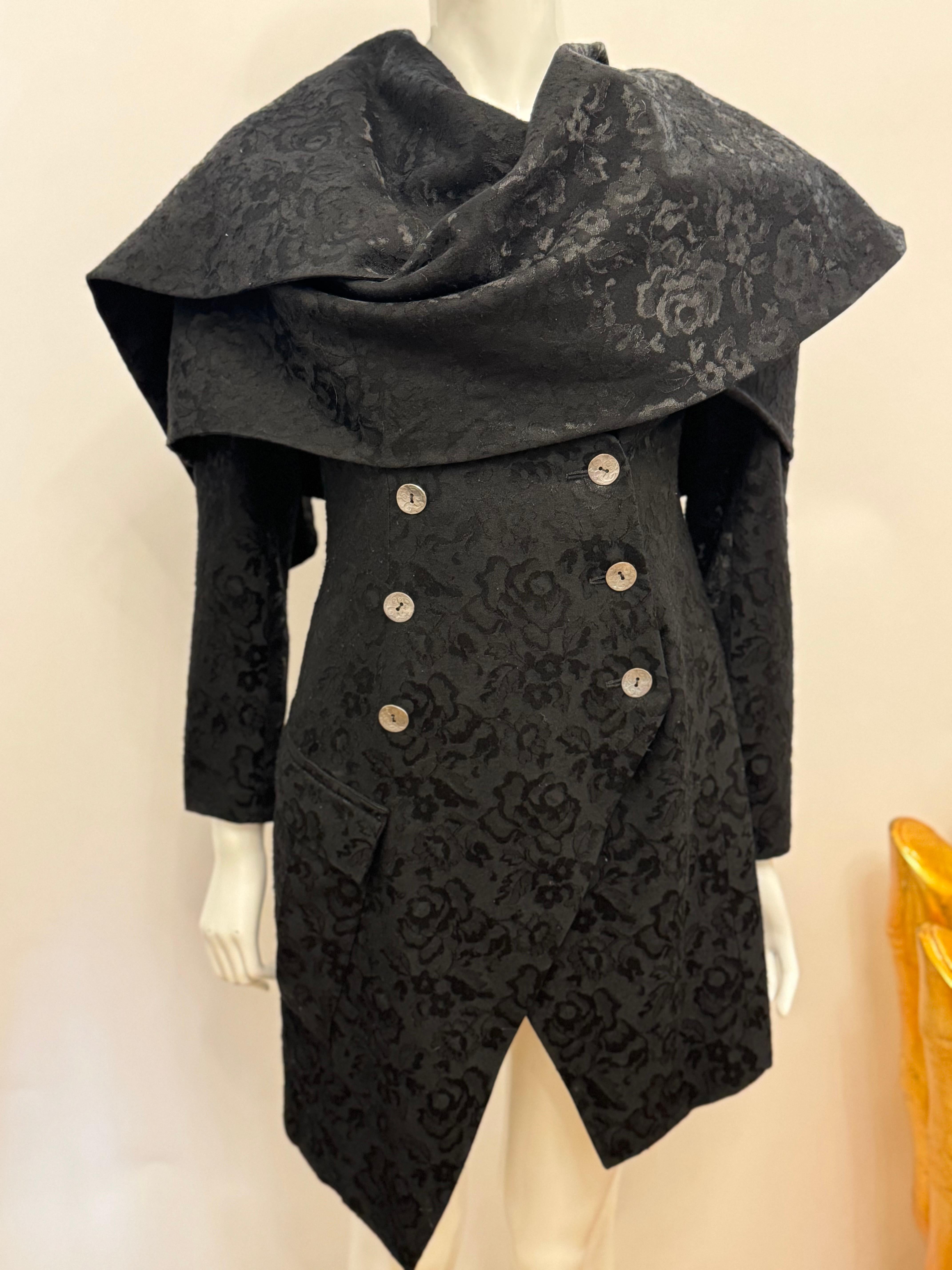 Christian Dior by John Galliano F/W 1998 rara chaqueta de pañuelo jaquard negro en venta 3