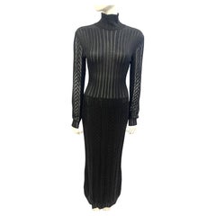 Christian Dior by John Galliano F/W 1999 black metallic crochet knit maxi dress