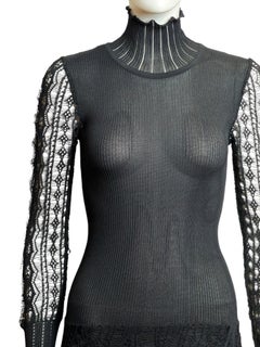 Christian Dior by John Galliano F/W 1999 Knit Sheer Black Maxi Evening Dress