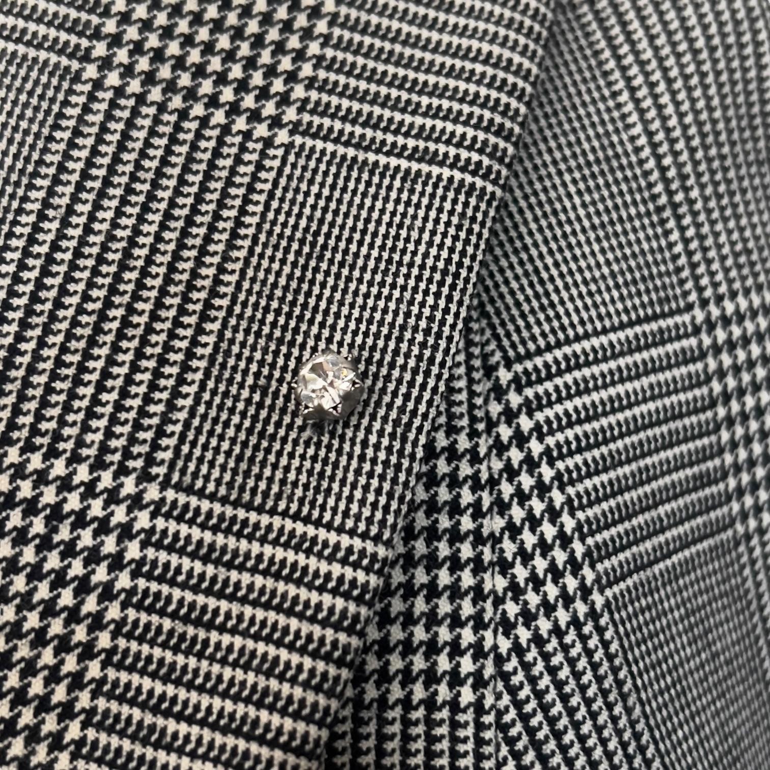 Grigio Christian Galliano for Christian Dior A/I 1999 Giacca con cintura Principe di Galles in vendita