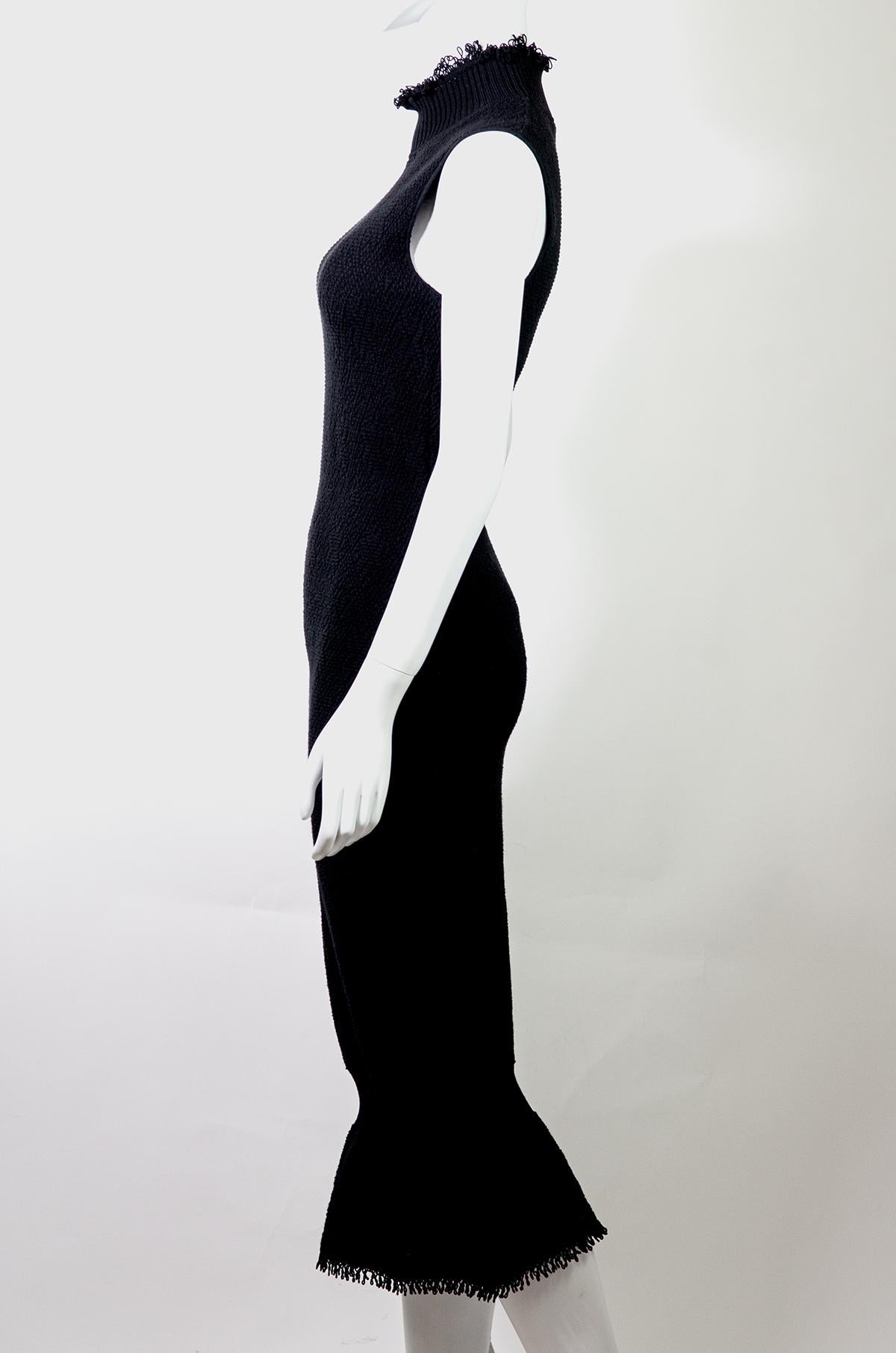 Black CHRISTIAN DIOR by JOHN GALLIANO F/W 1999 Textured Knit Dress FR40