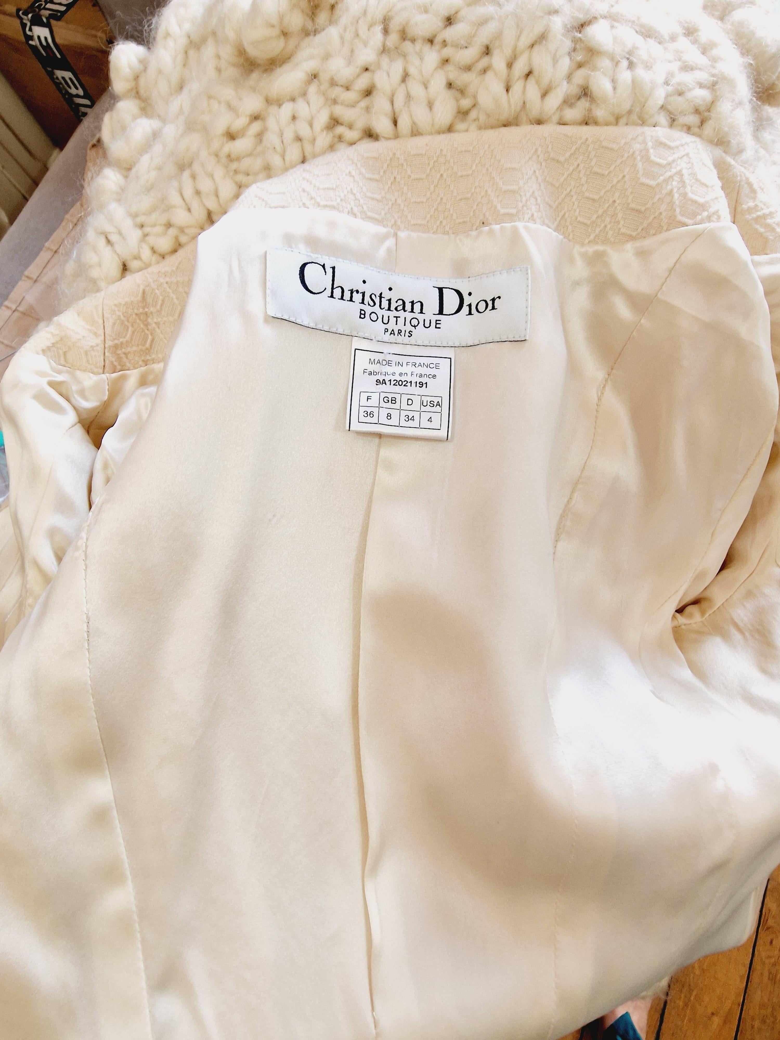 Christian Dior by John Galliano F/W 1999 Wool Knit Knitted Collar Blazer Jacket For Sale 3
