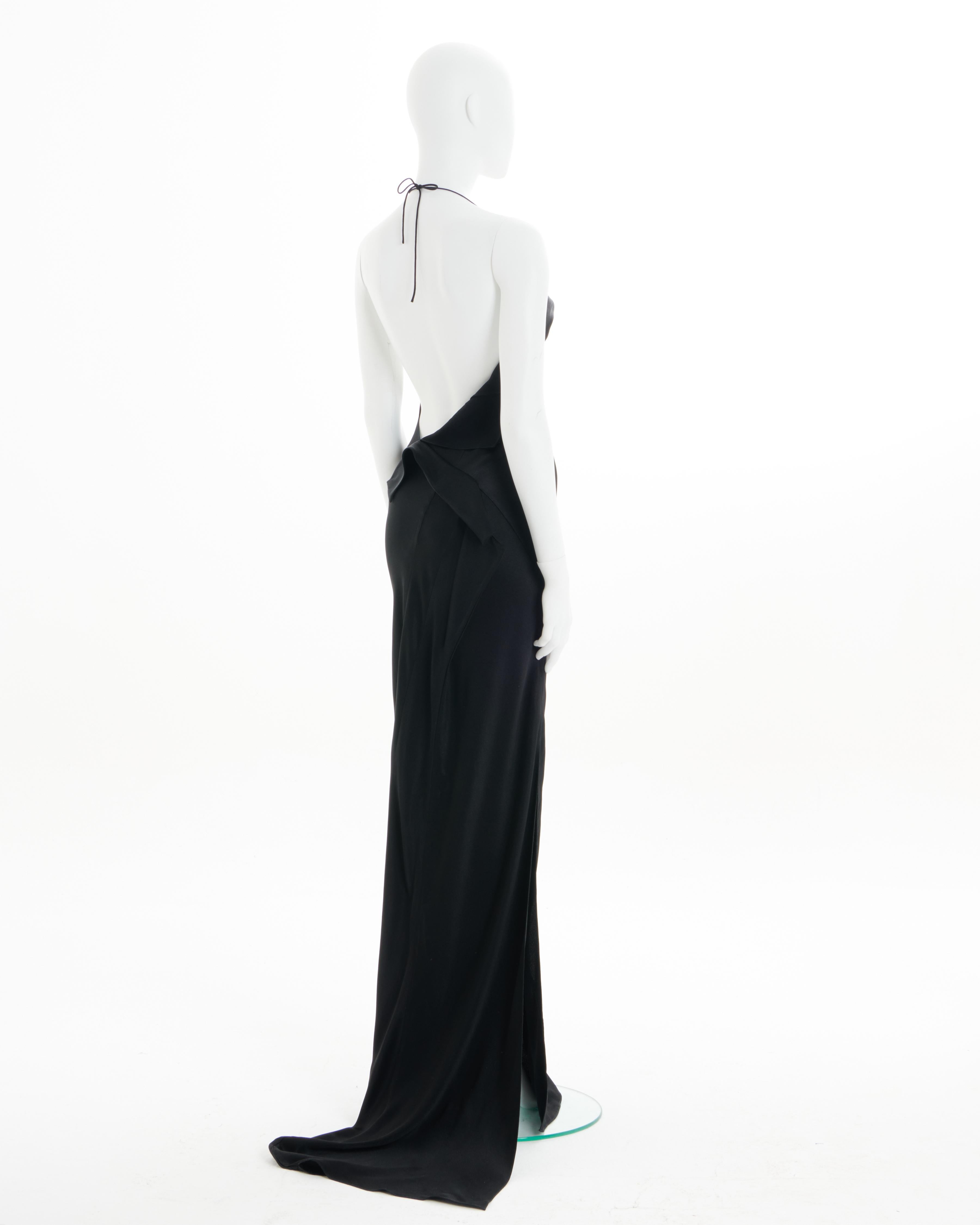 Women's Christian Dior by John Galliano F/W 2000 Black bias-cut trained evening dress For Sale