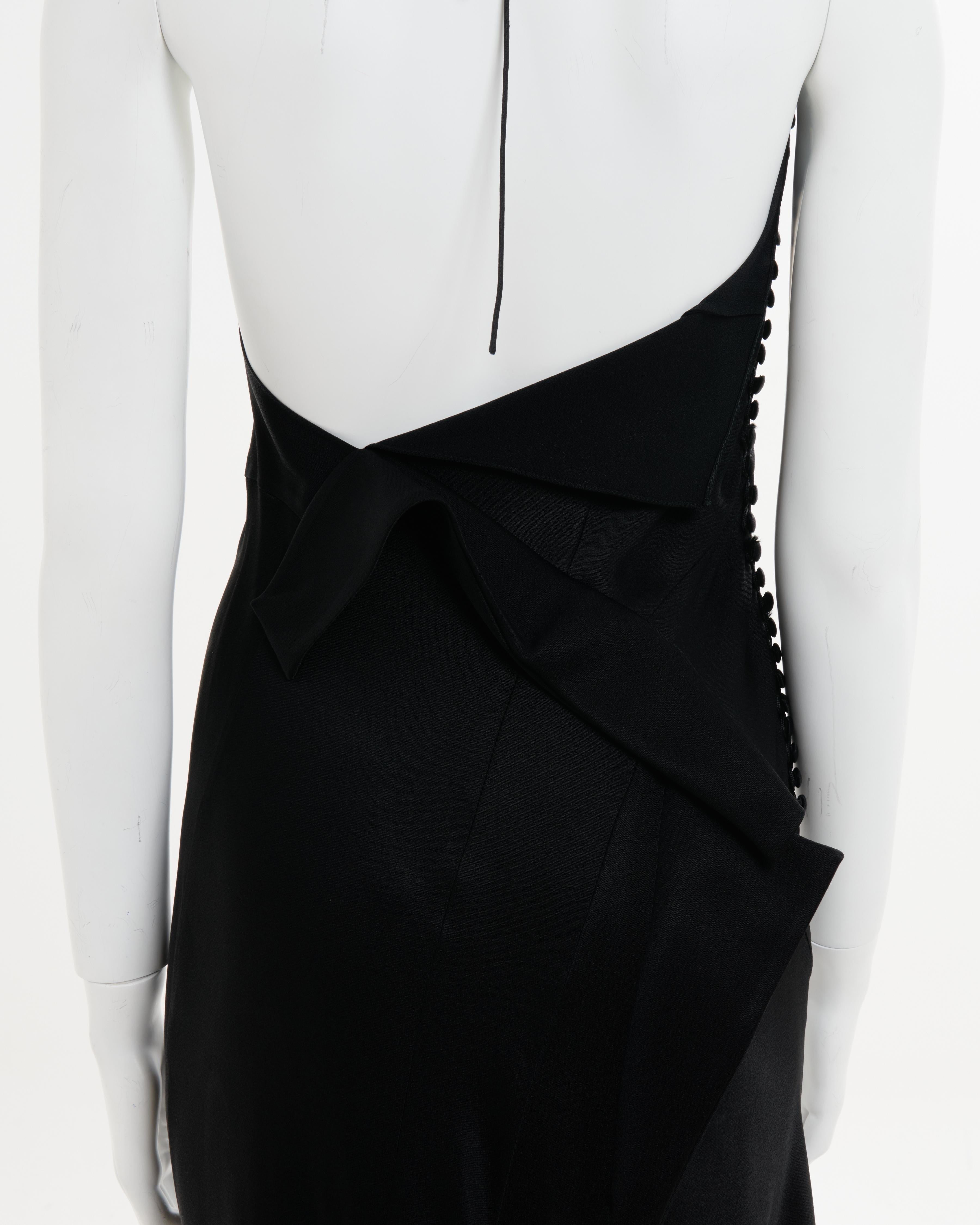 Christian Dior by John Galliano F/W 2000 Robe de soirée noire, coupée en biais et formée en vente 2