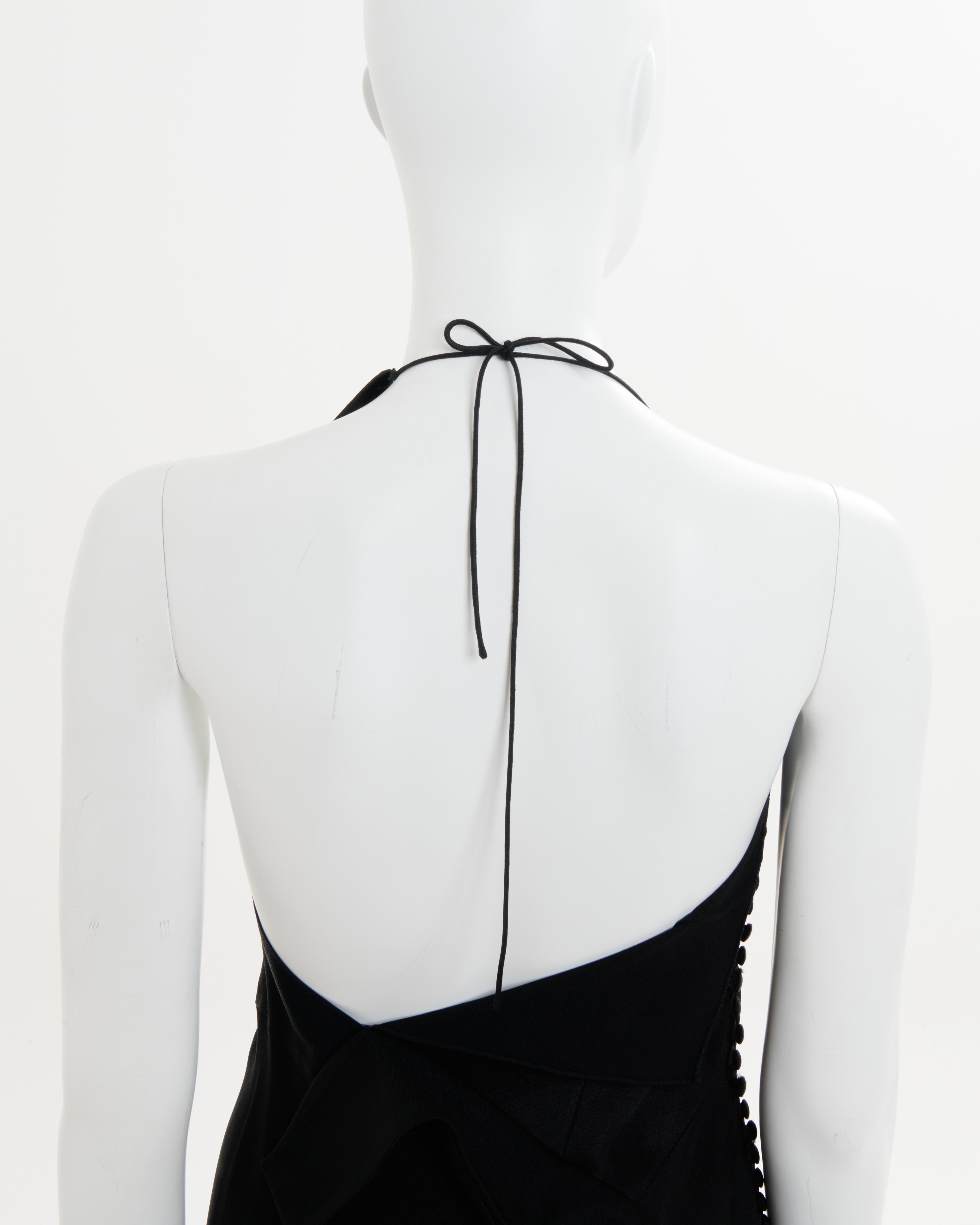 Christian Dior by John Galliano F/W 2000 Black bias-cut trained evening dress For Sale 4
