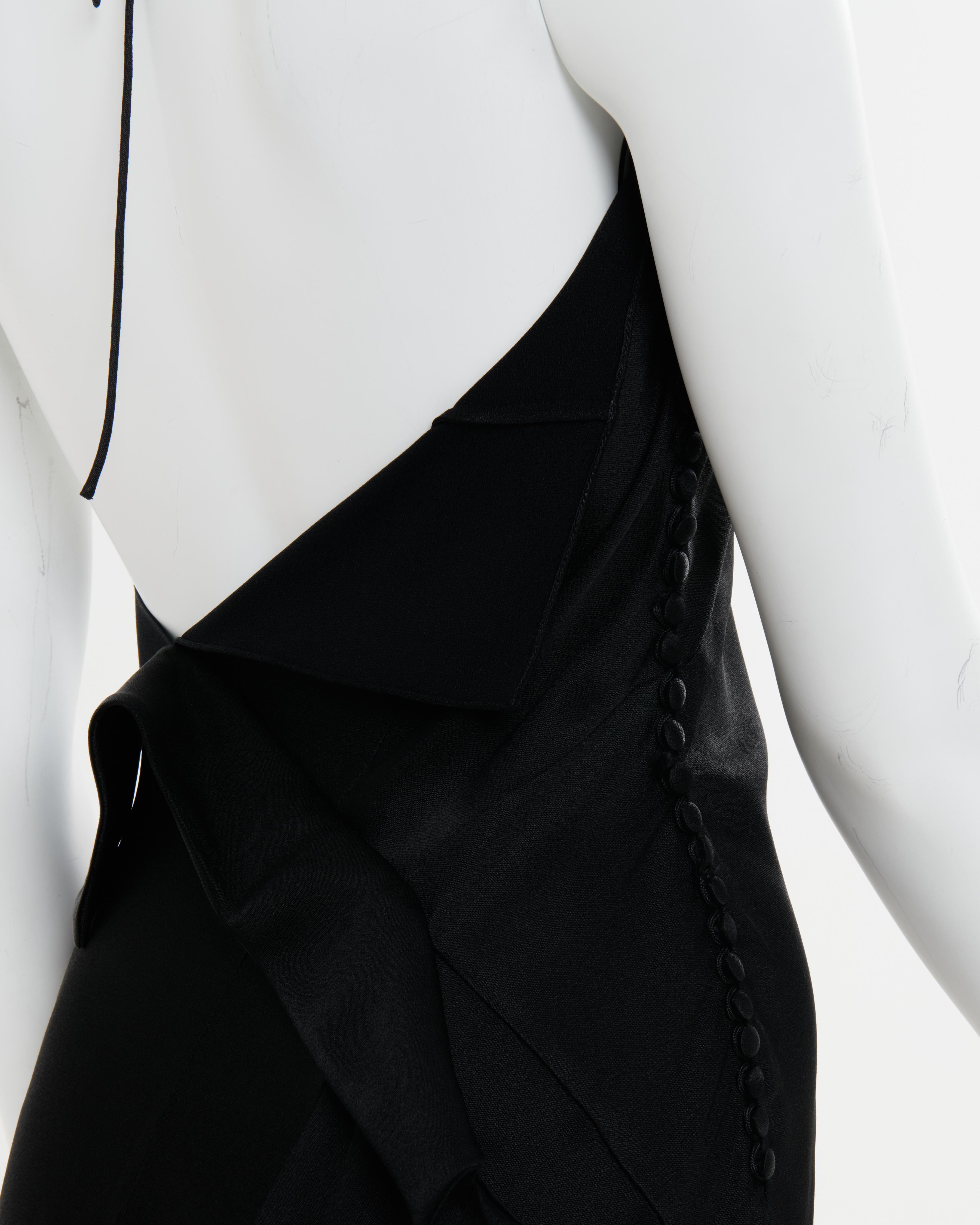 Christian Dior by John Galliano F/W 2000 Black bias-cut trained evening dress For Sale 5